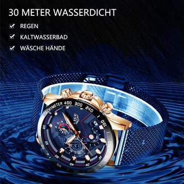 GelldG Uhr Herrenuhr, modisch Business, analog lässig Strap Chronograph Quarz Uhr