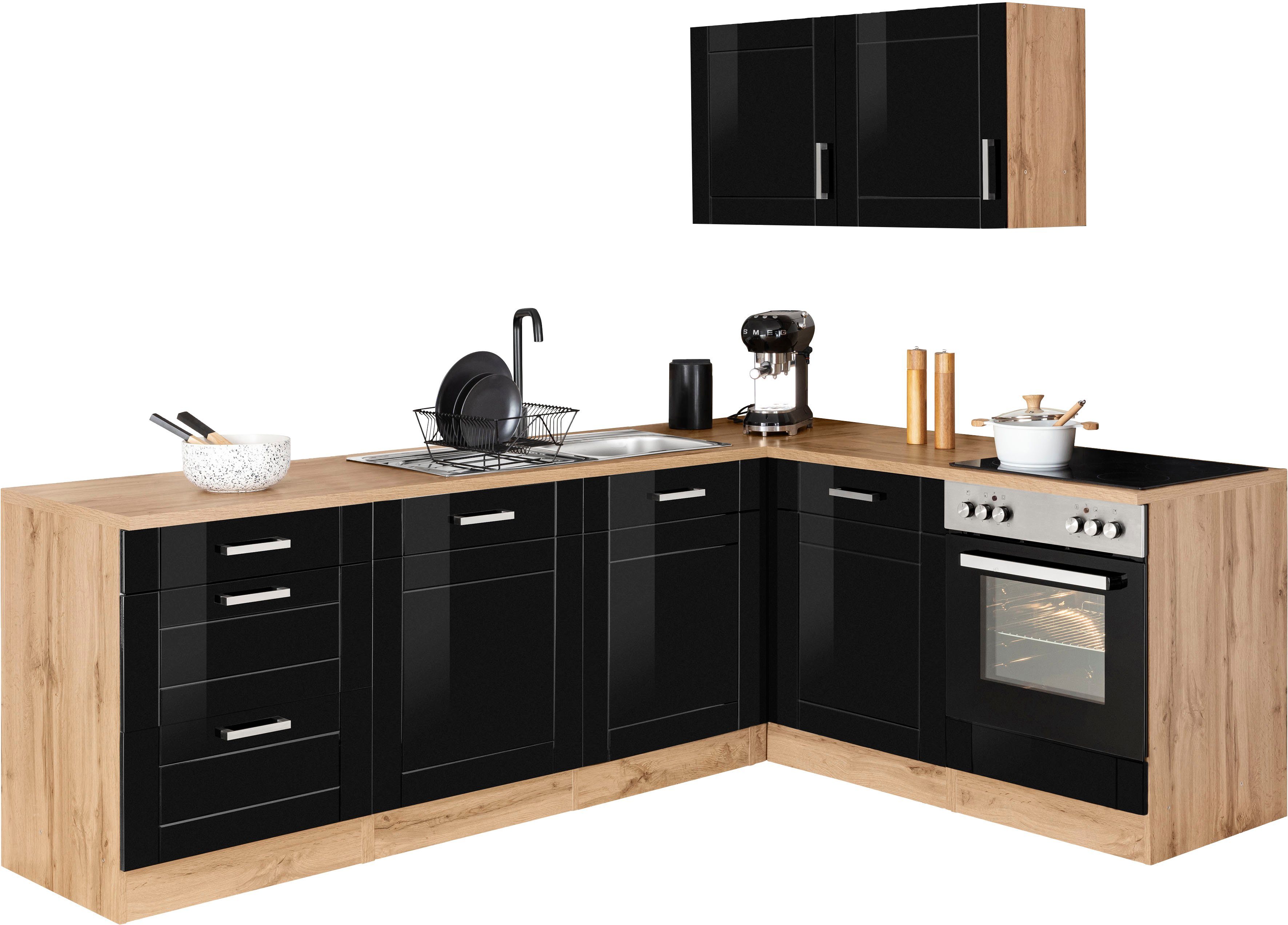 KOCHSTATION Winkelküche KS-Tinnum, ohne E-Geräte, Stellbreite 240/180 cm