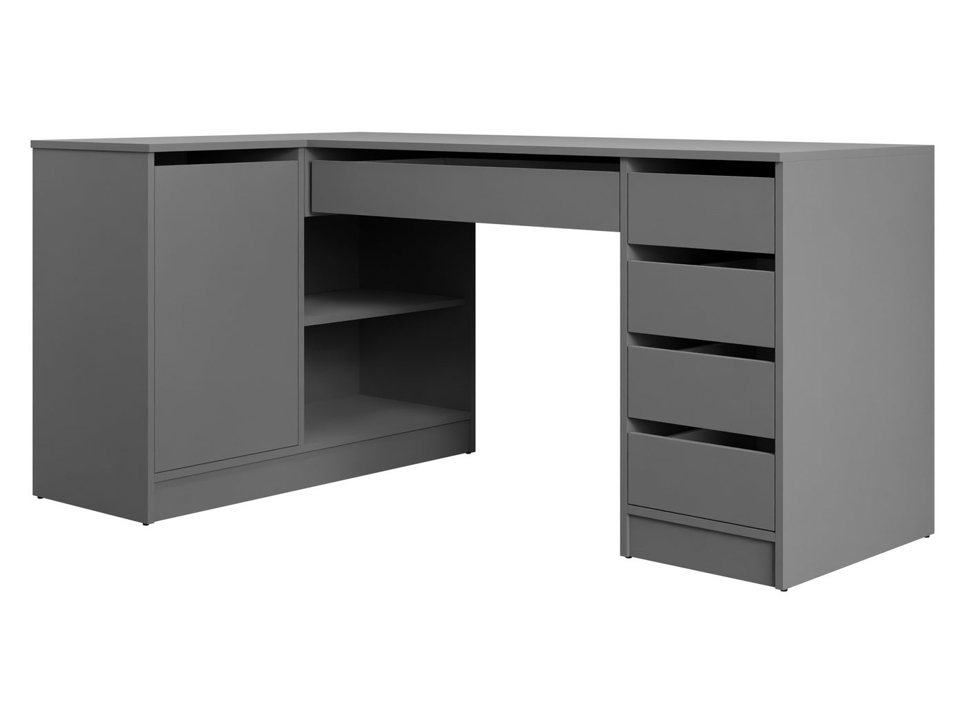 MIRJAN24 Schreibtisch Ada (mit Drehtür und fünf Schubladen), 158x98x76 cm, universell Links / Rechts