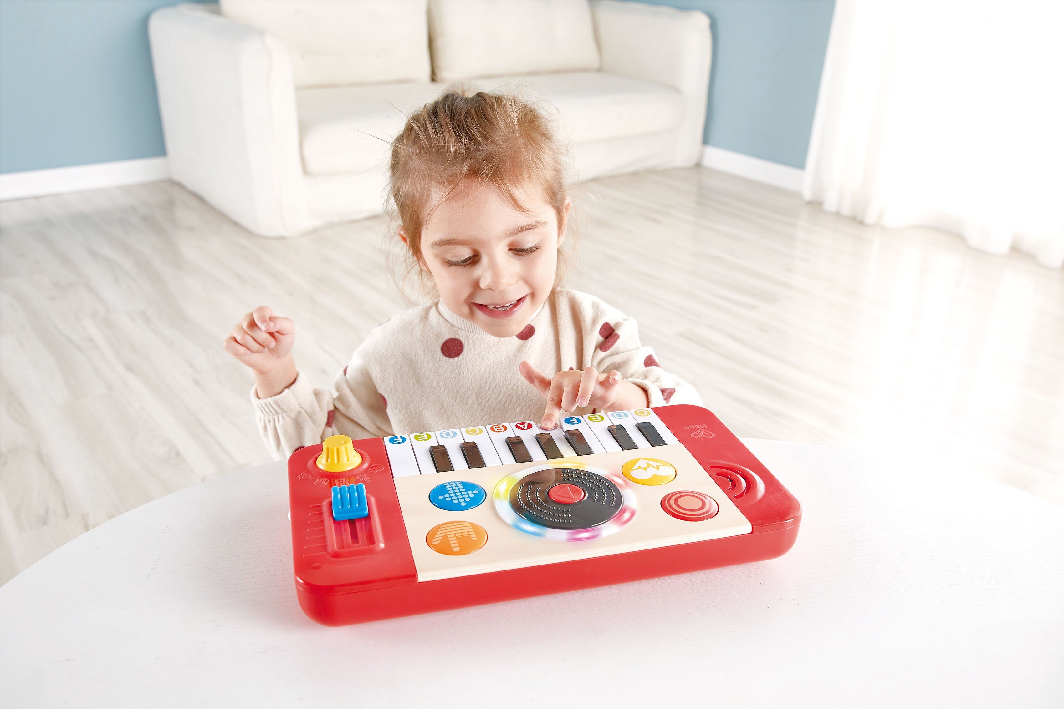 Hape Spielzeug-Musikinstrument DJ-Mischpult, mit Licht & Sound – Bild 4 von 5