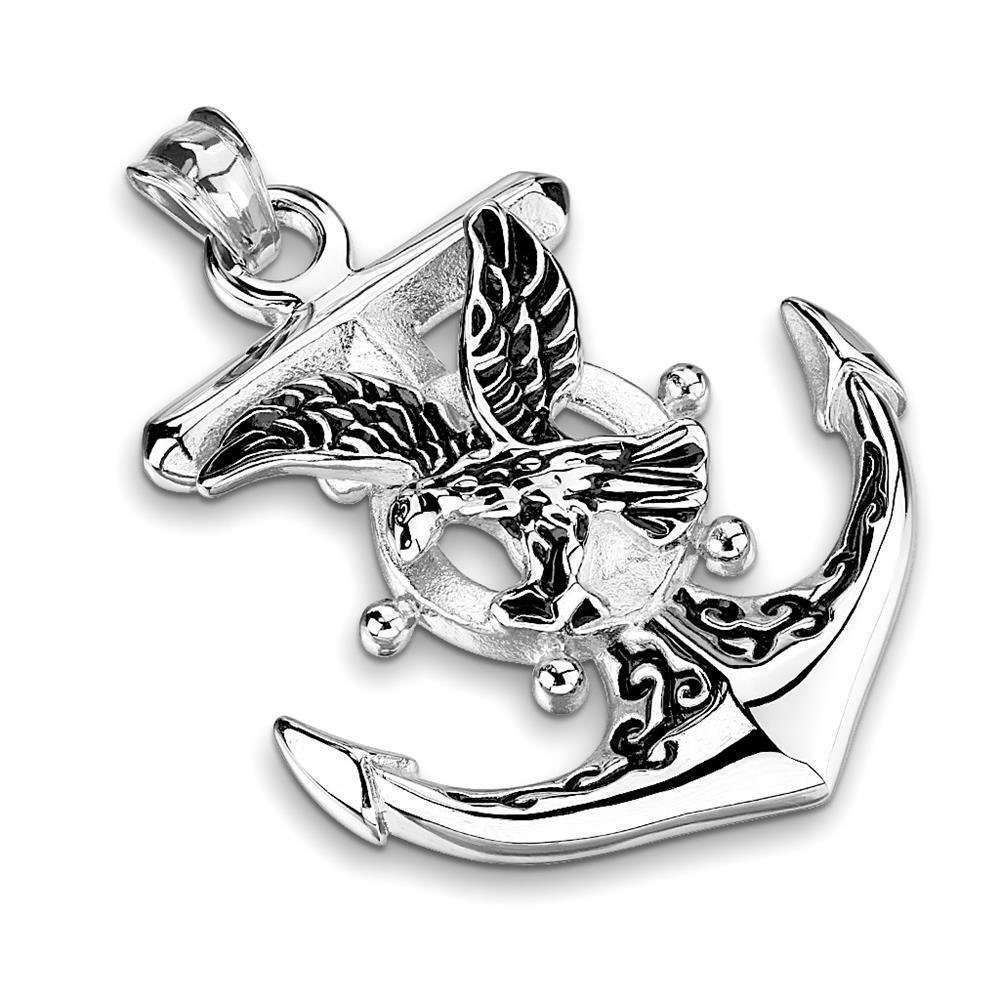 Edelstahl aus Pendant Silber (1-tlg), Halsketten Set BUNGSA mit Anhänger Anker Adler Anhänger Unisex