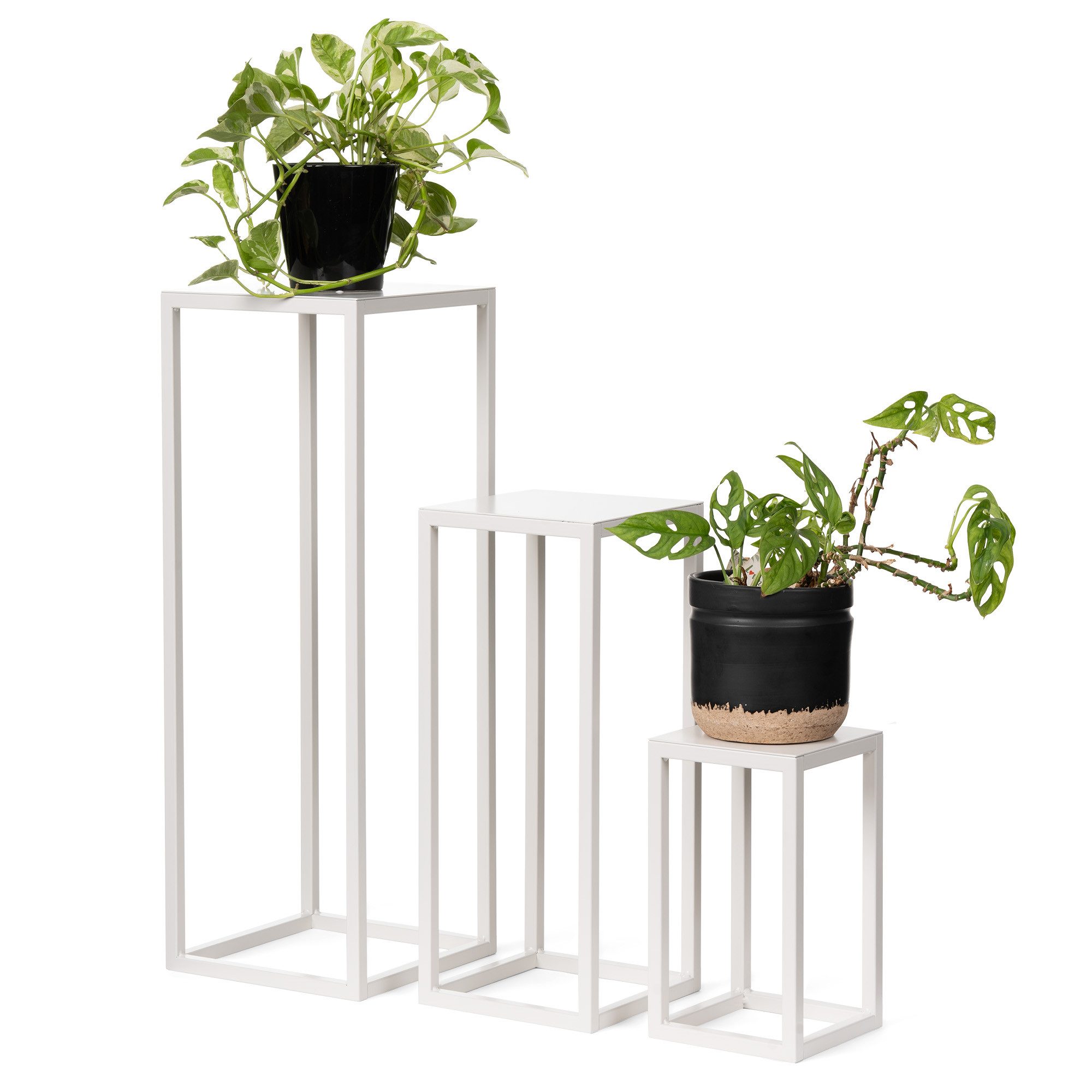 LAMO Manufaktur Blumenständer LAMO Manufaktur Pflanzenständer Set 3 St. 28/48/68 cm Elfenbein (Dekorativer Metallständer, 3 St., 2-Teilig), Blumenständer, Metallständer für Skulpturen, Deko und große Pflanzen