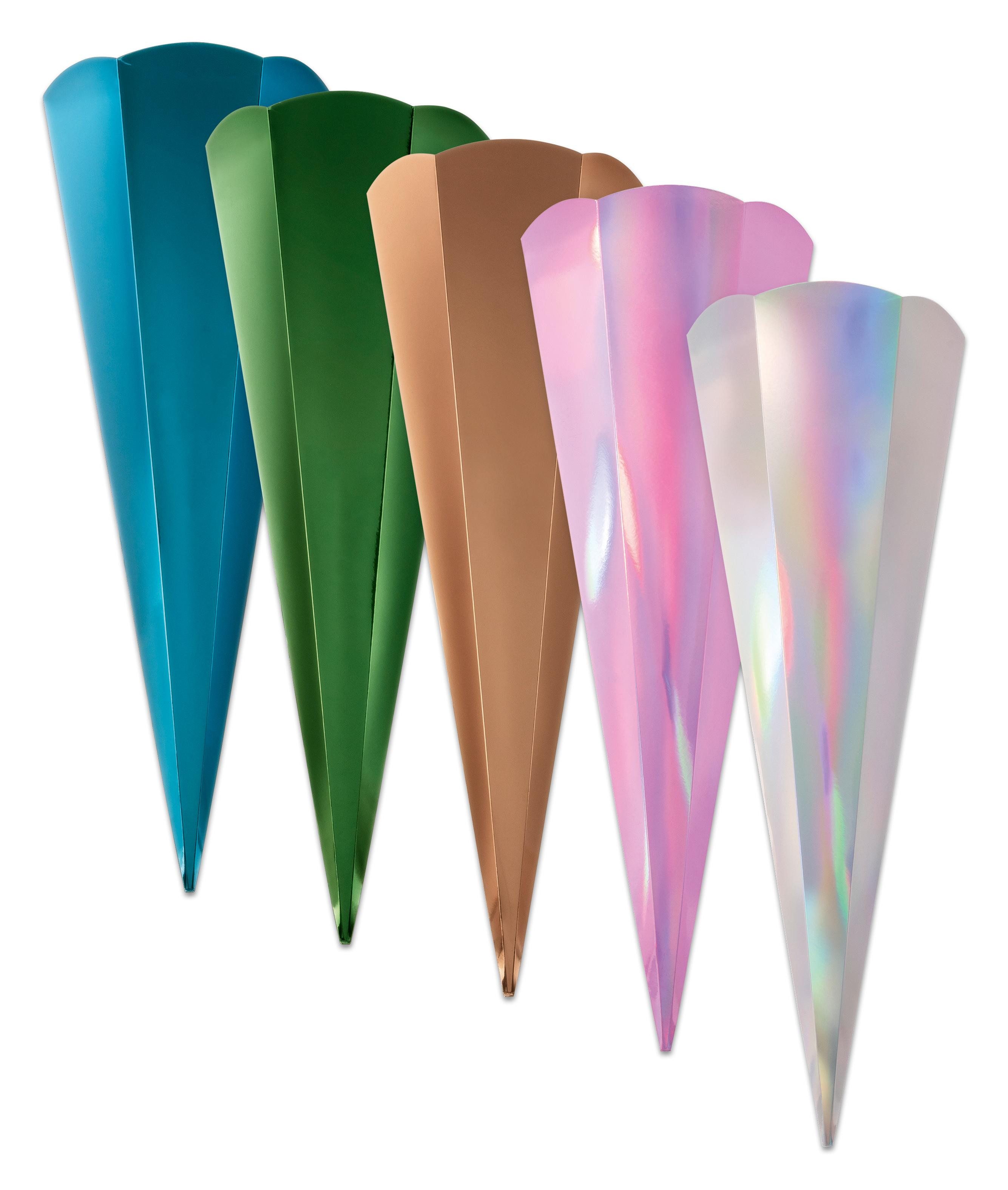 Folia Schultüte Schultüten-Rohlinge, metallic, 5er-Set, 5 Farben