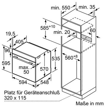 BOSCH Pyrolyse Backofen Serie 6 HBA578BS0, mit Teleskopauszug nachrüstbar, Pyrolyse-Selbstreinigung