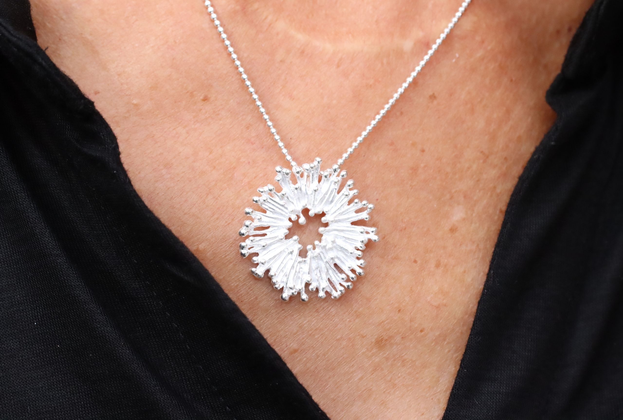 SILBERMOOS Kettenanhänger Großer Anhänger Feuerwerk, 925 Sterling Silber