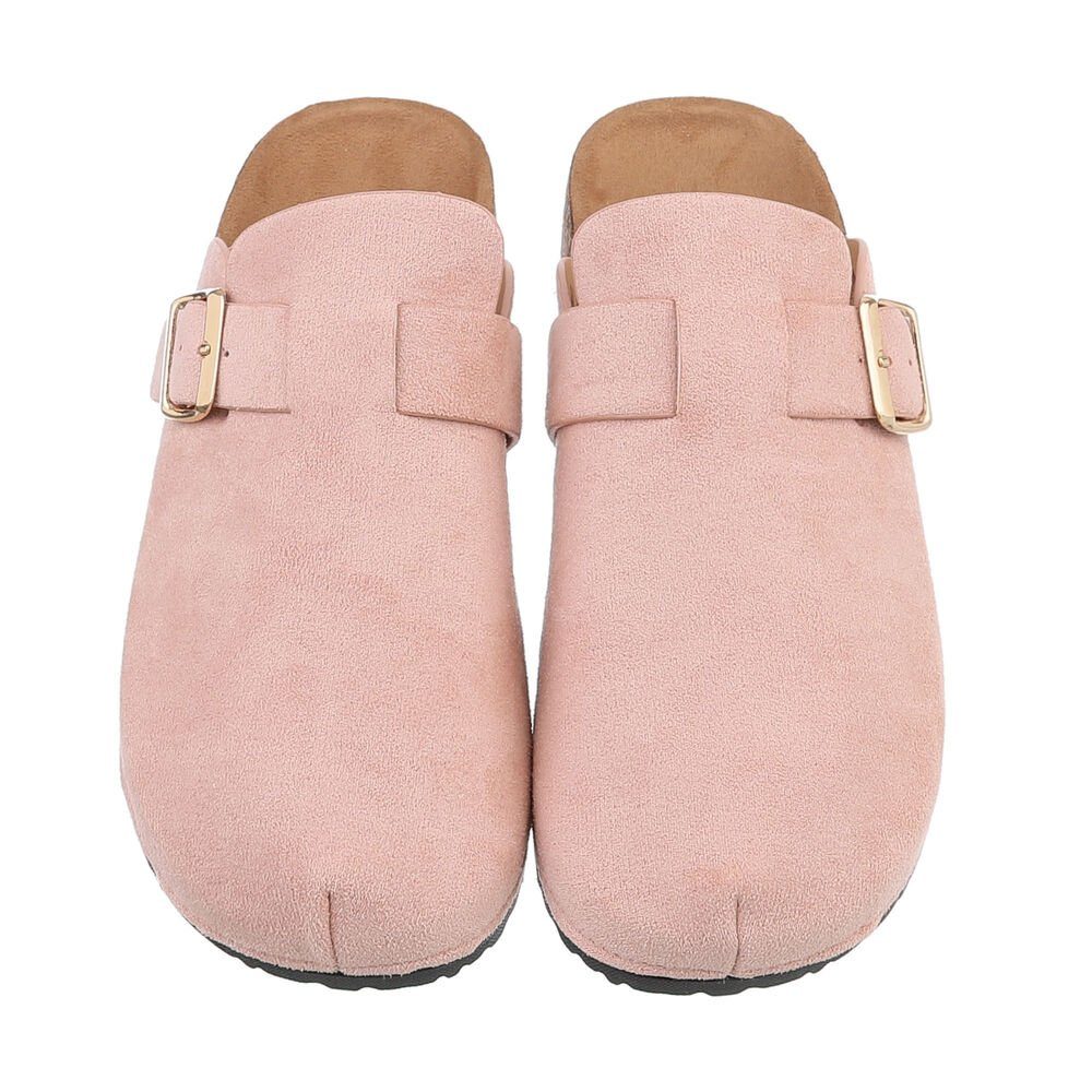 Ital-Design Eleganter Damenschuh mit Schnalle für Alltag und Freizeit Pantolette (85275926) Flach Pantoletten in Altrosa