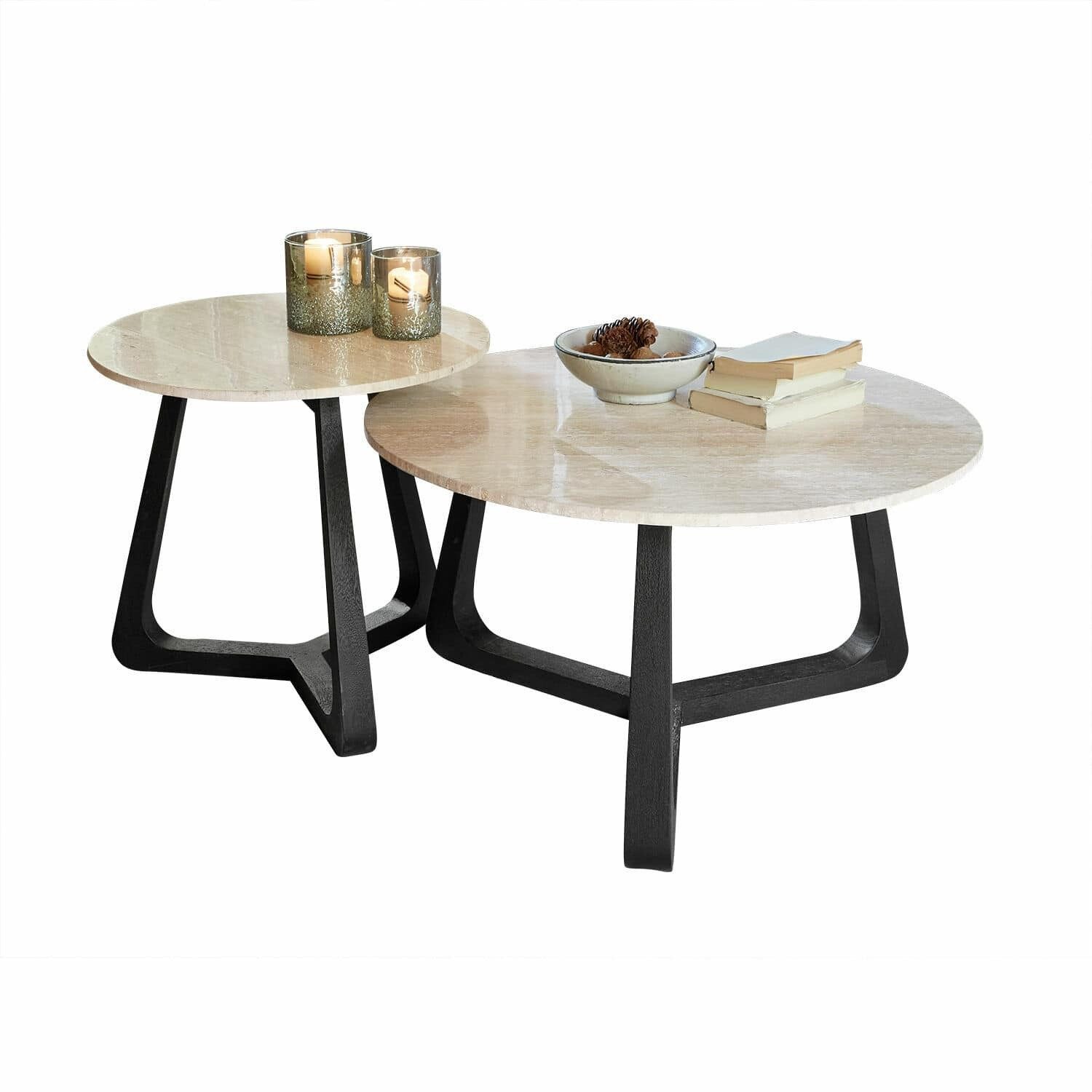 Mirabeau Couchtisch Couchtisch 2er Set Tressane creme/antikschwarz