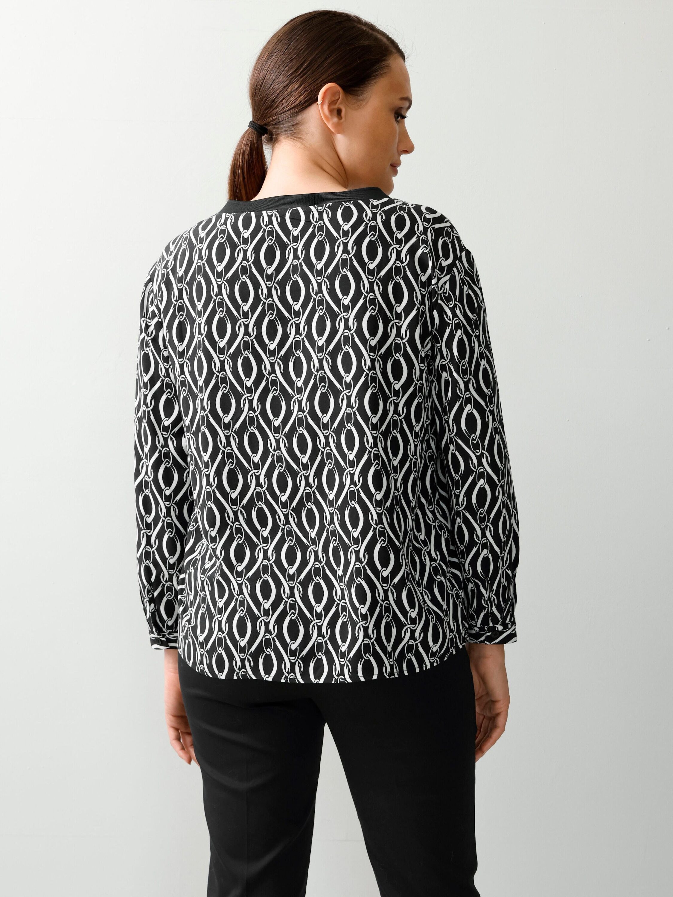 Alba Moda Schlupfbluse Bluse in grafischem Kettendessin