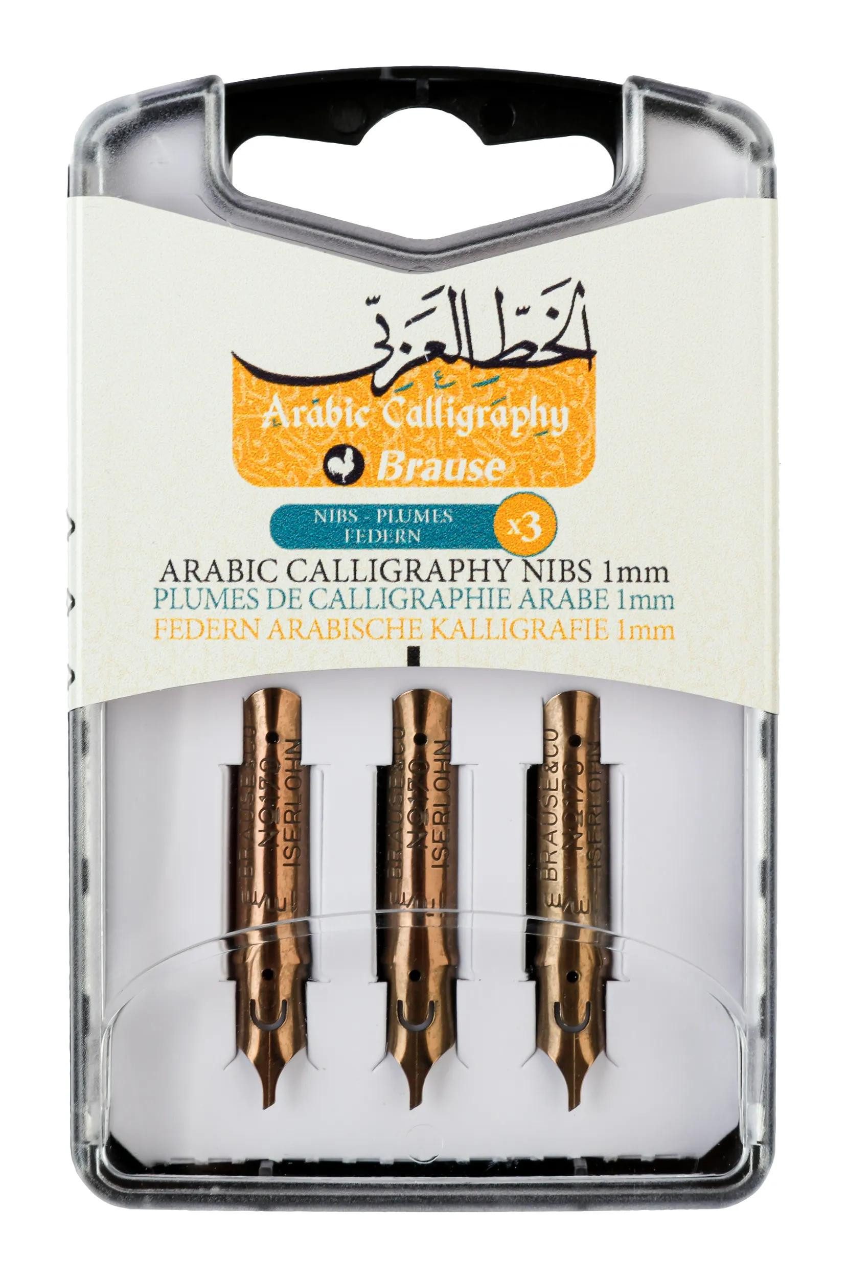 Brause Kalligraphie-Stift 5x Federn für die arabische Kalligrafie, 3 Federn 1 mm 317010B, BRAUSE