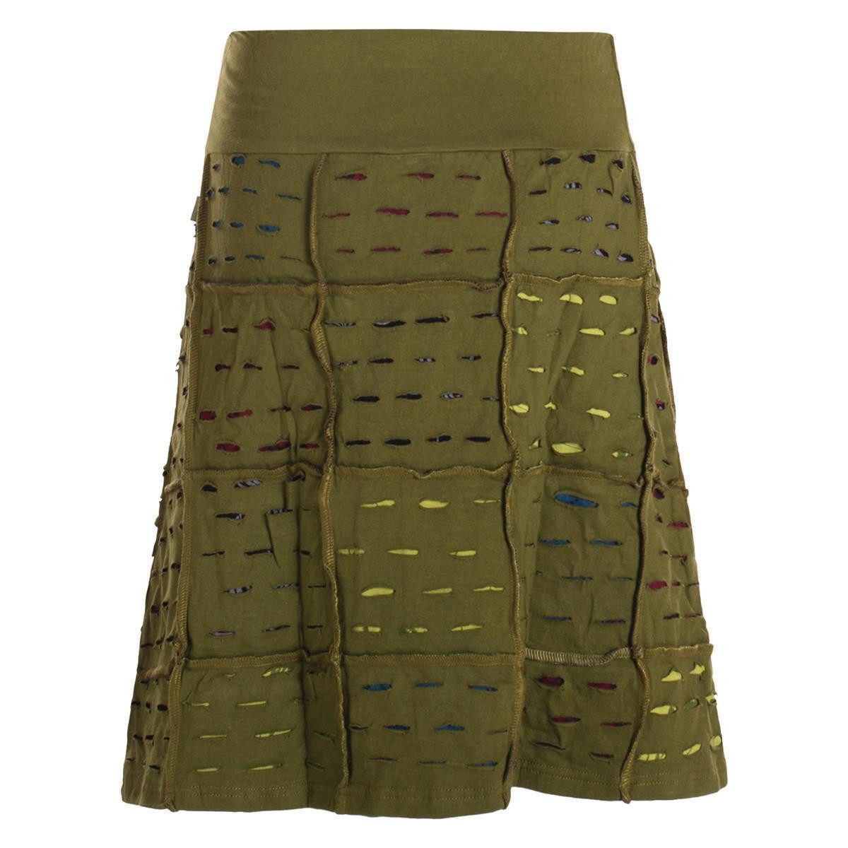 Vishes A-Linien-Rock Damen knielang Rock Baumwolle günstig online kaufen