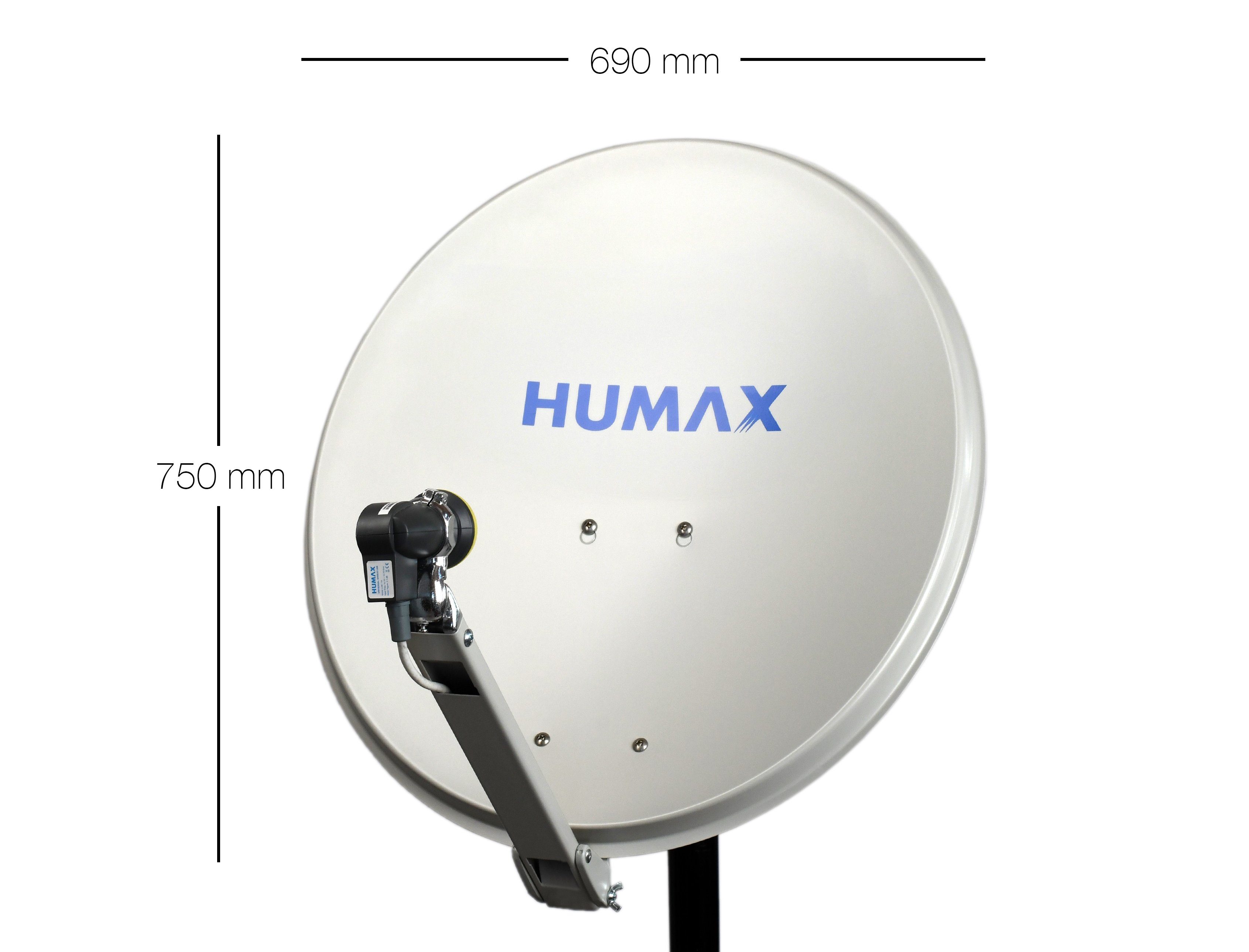 Humax Professional Sat-Spiegel (75 cm, Aluminium, Kabeldurchführung, ziegelrot, anthrazit, hellgrau)