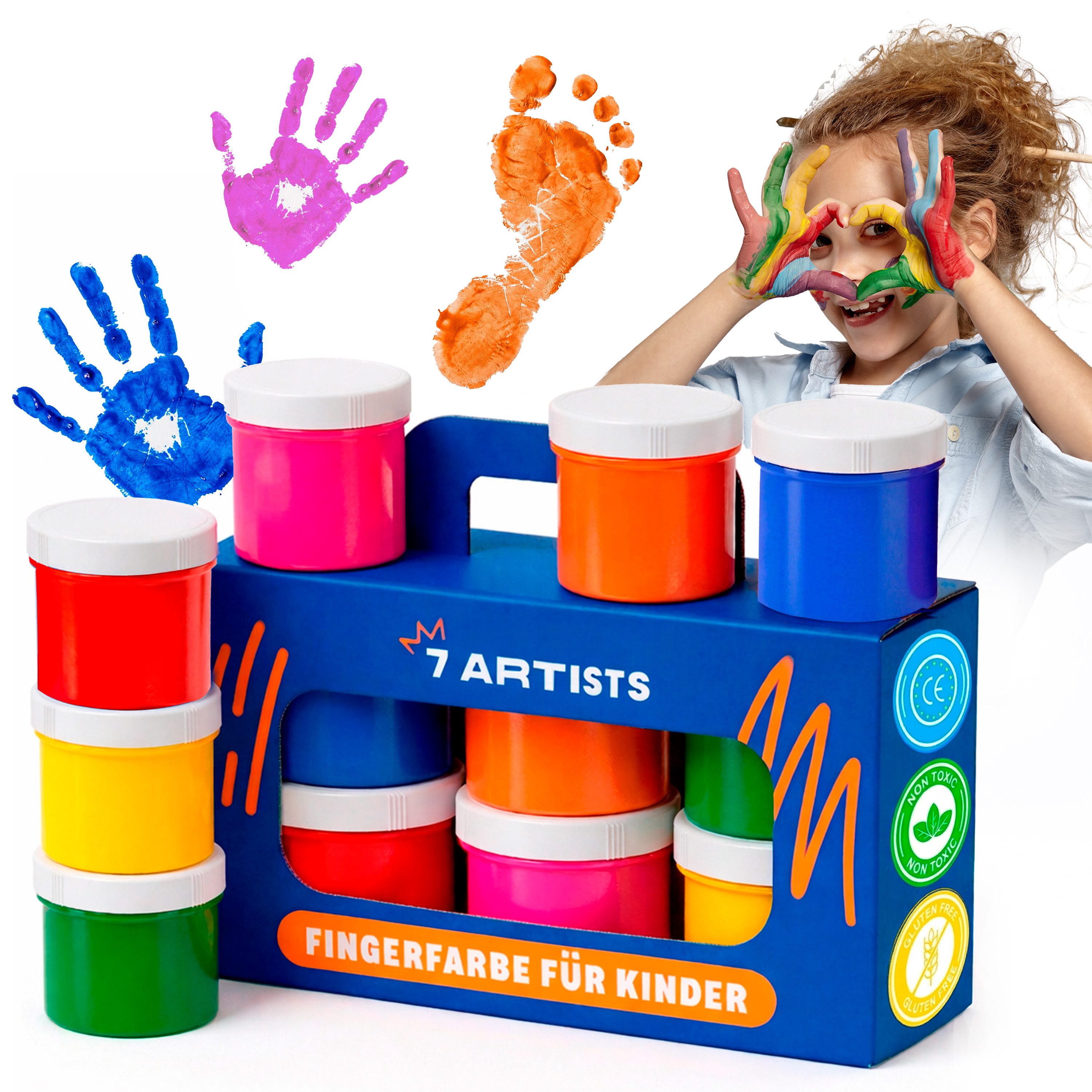 7 Artists Fingerfarbe Fingerfarben Kinder Set 6x60ml, Fingermalfarben Für Kinder