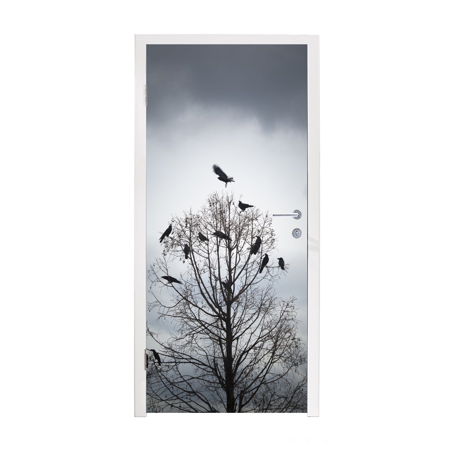 MuchoWow Türtapete Vögel in einem Baum, Matt, bedruckt, (1 St), Fototapete für Tür, Türaufkleber, 75x205 cm