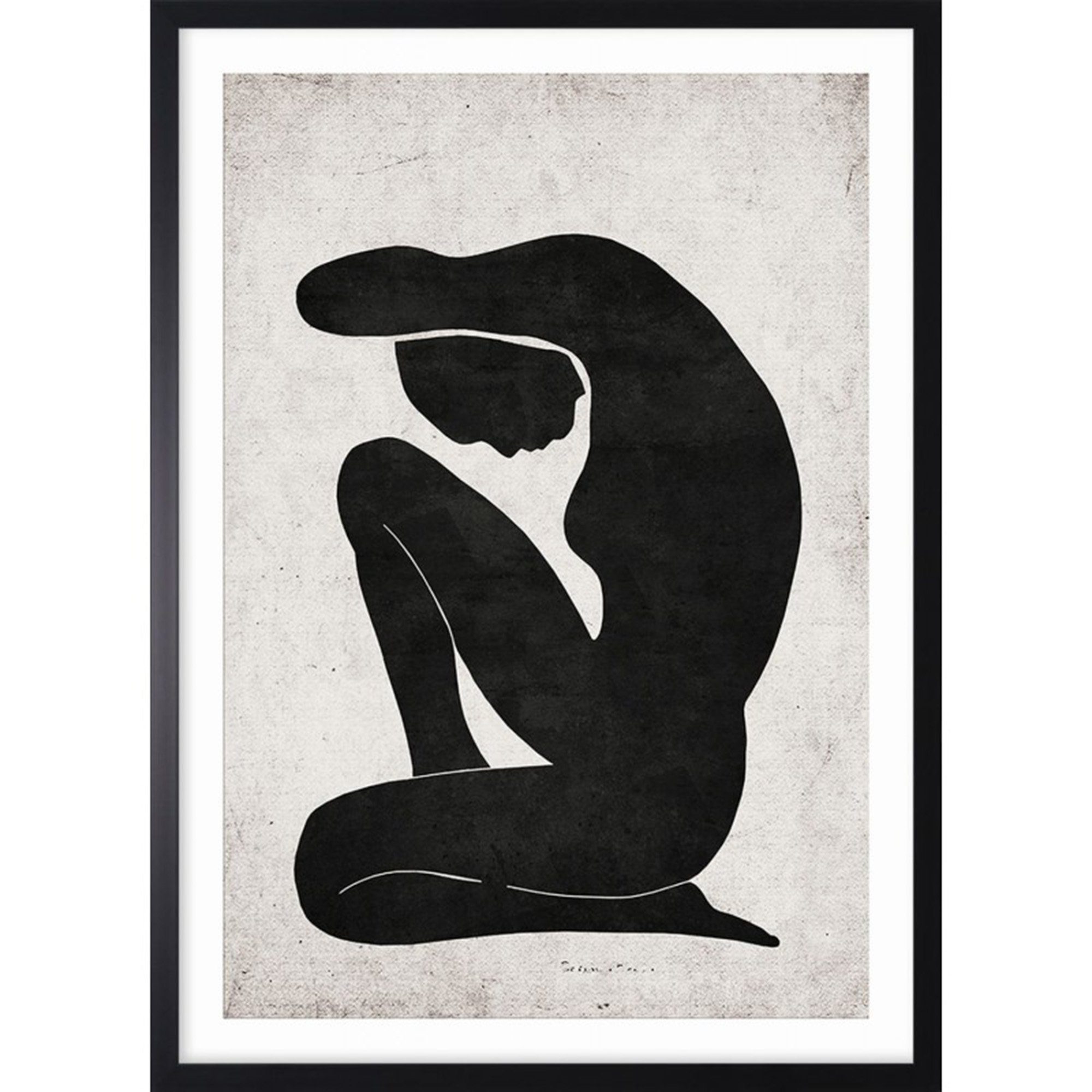 Cosy Home Ideas Bild mit Rahmen Bild mit Rahmen Figur abstrakt schwarz Wandbild Wanddeko, Akt weiblich II (1 Stück), Ohne Glas, Kunstdruck laminiert und abwischbar