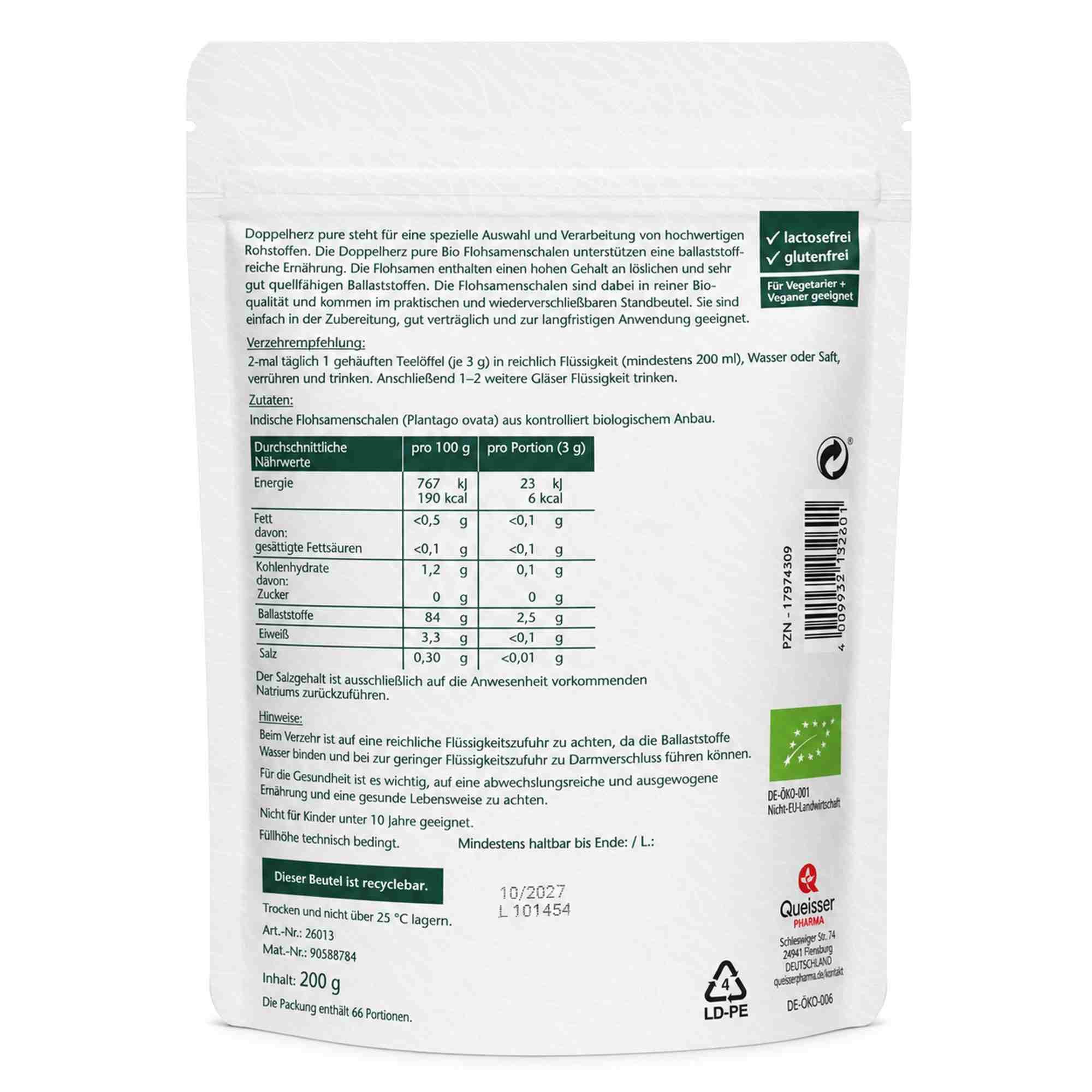 Doppelherz DOPPELHERZ Bio Flohsamenschalen pure Pulver 200g Pulver