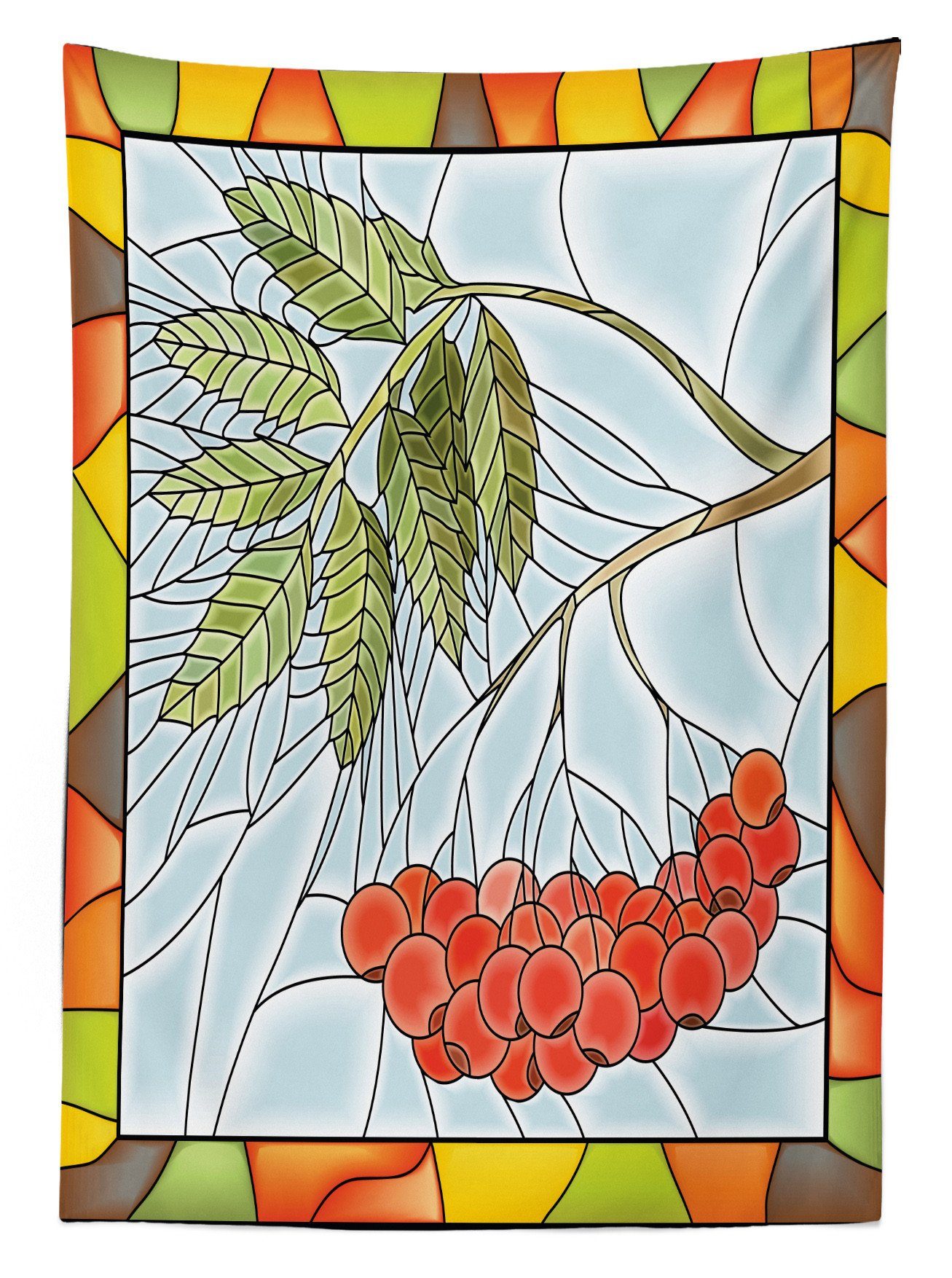 Weihnachten Rowan den Für Farben, geeignet Tischdecke Außen Klare Waschbar Abakuhaus Zweig-Motiv Farbfest Bereich