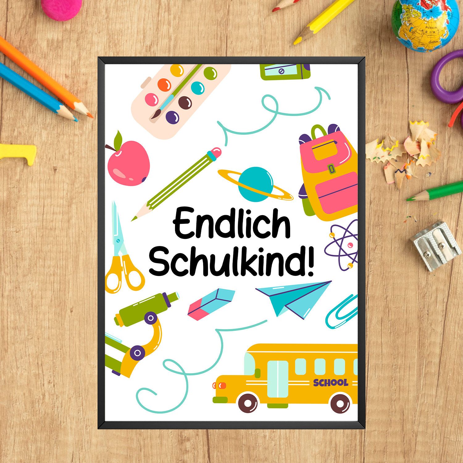 Tigerlino Poster Geschenk Einschulung Jungen Mädchen Schulkind Schulanfang Grundschule