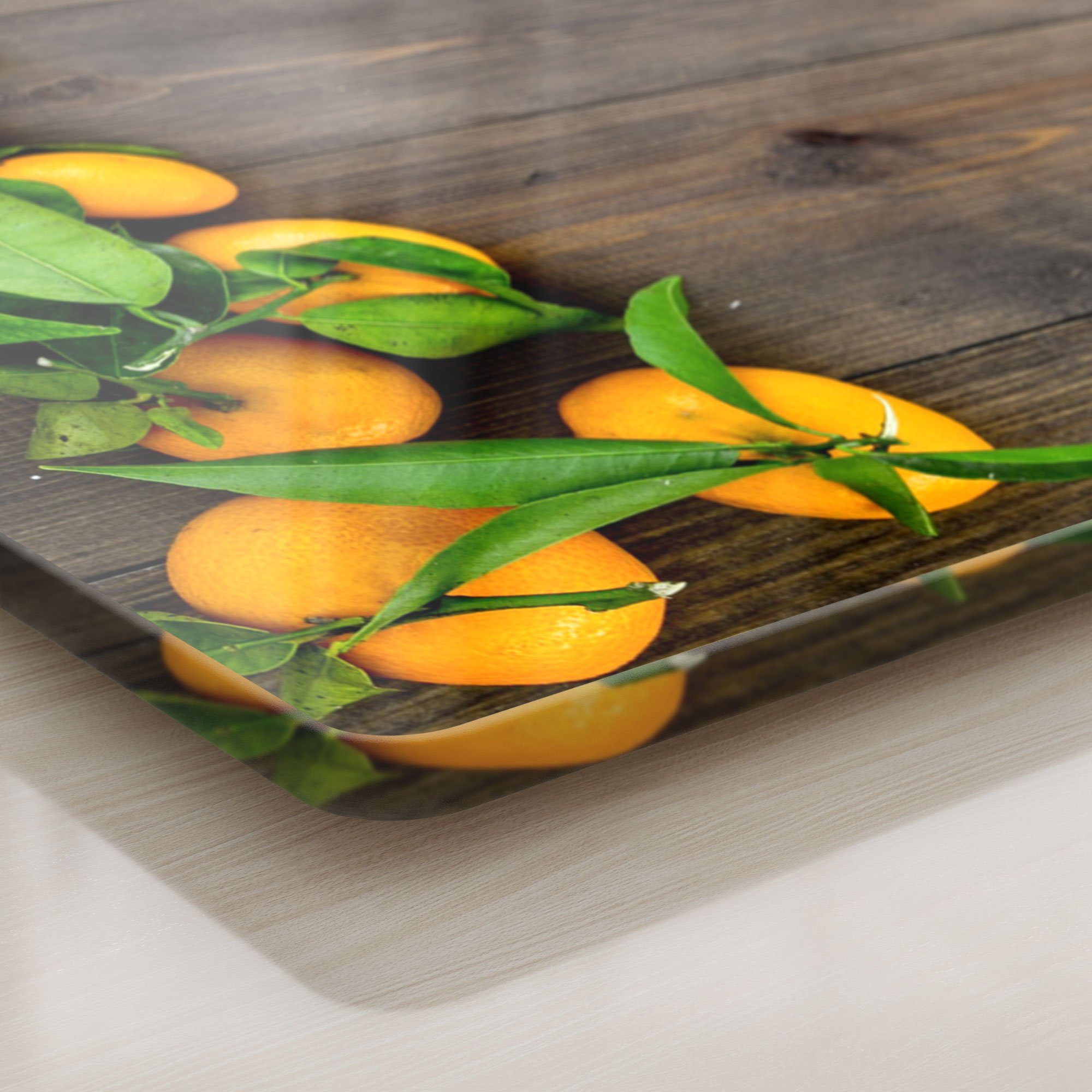 Glas, Holzbrettern', Frühstücksbrett Schneideplatte Platte auf 'Orangen Schneidebrett DEQORI
