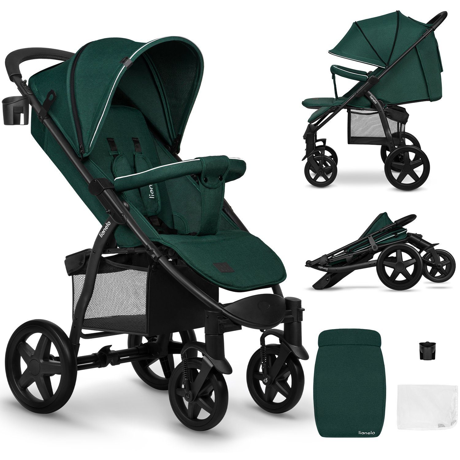 lionelo Kinder-Buggy ANNET PLUS, Fußdecke, großer Korb, ab 0 bis 36 Monate