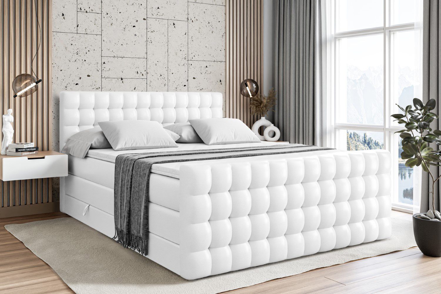 ALTDECOR Boxspringbett VIONE-Z KING (mit Matratze und Lattenrost Topper Pol günstig online kaufen