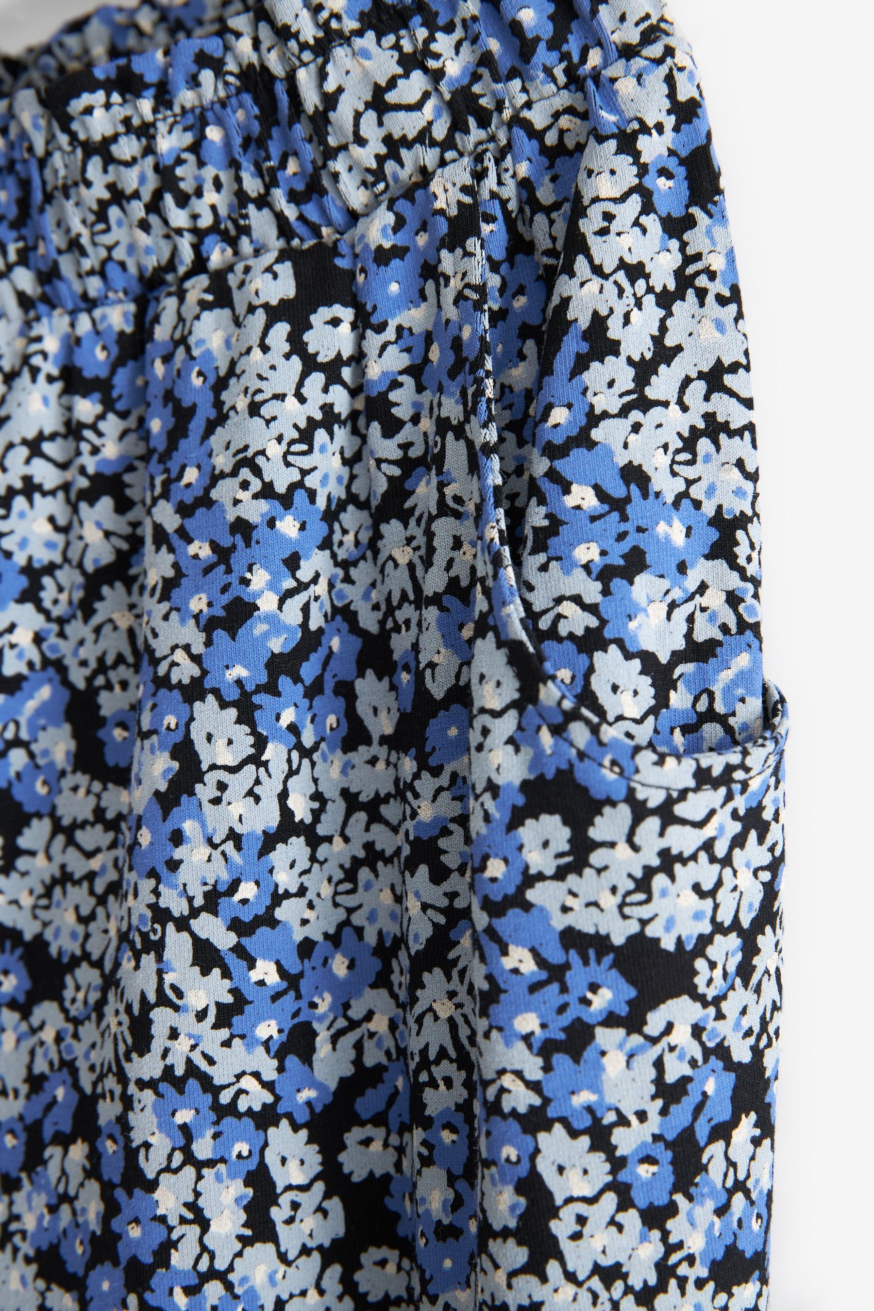 Next Floral Tropenprint mit Print Ditsy aus (1-tlg) Hose Blue Schlupfhose Stretch-Jersey