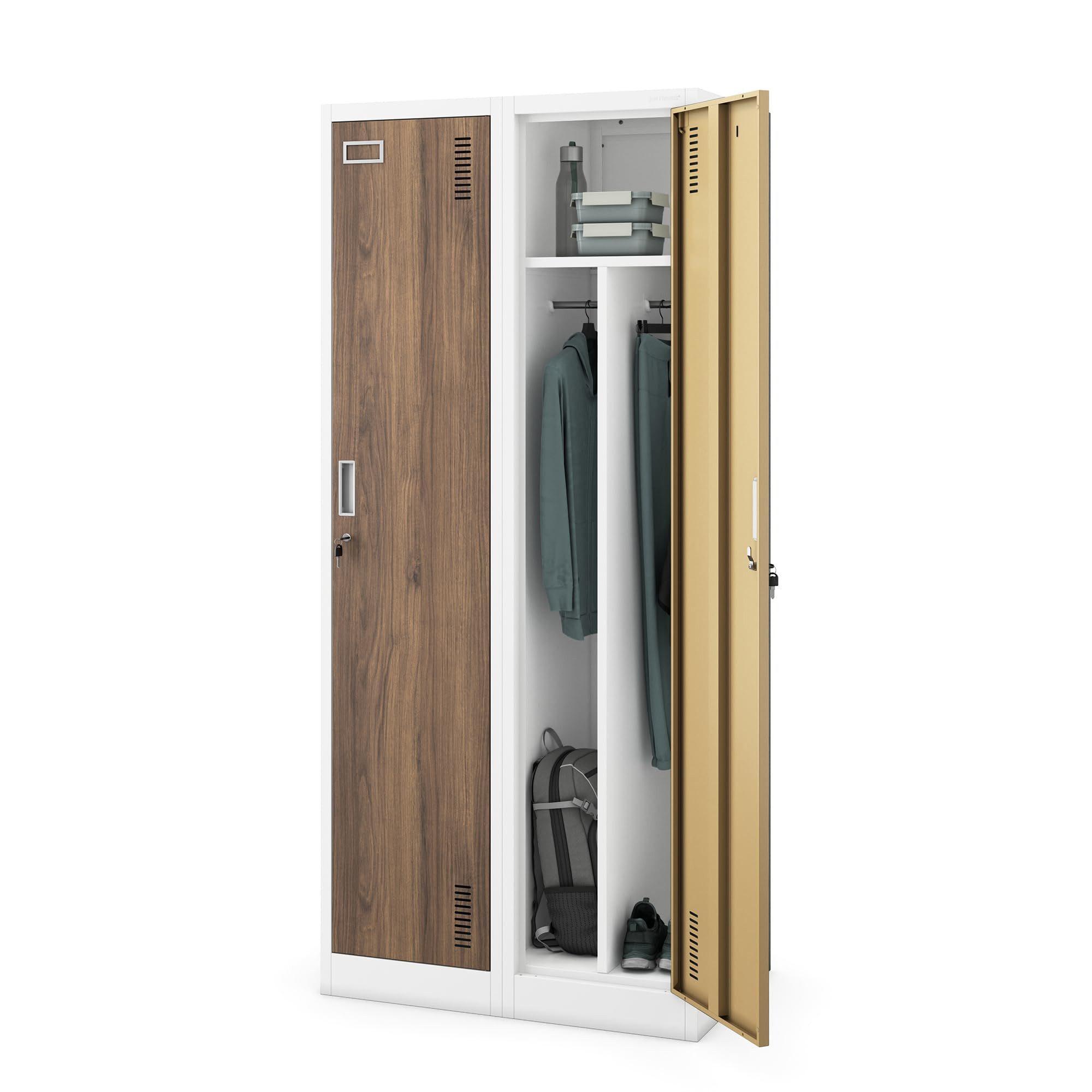 Jan Nowak Mehrzweckschrank Metall Umkleideschrank 80 cm KACPER 4 Fächer Kleiderstange (Spind Personalschrank Arbeitsraum Fitness Umkleide Sozialraum, 0,6 mm 180 x 80 x 50 cm Lüftungsschlitze Wandmontage robust) Haken abschließbar Zylinderschloss langlebig 13 Farben Stahl