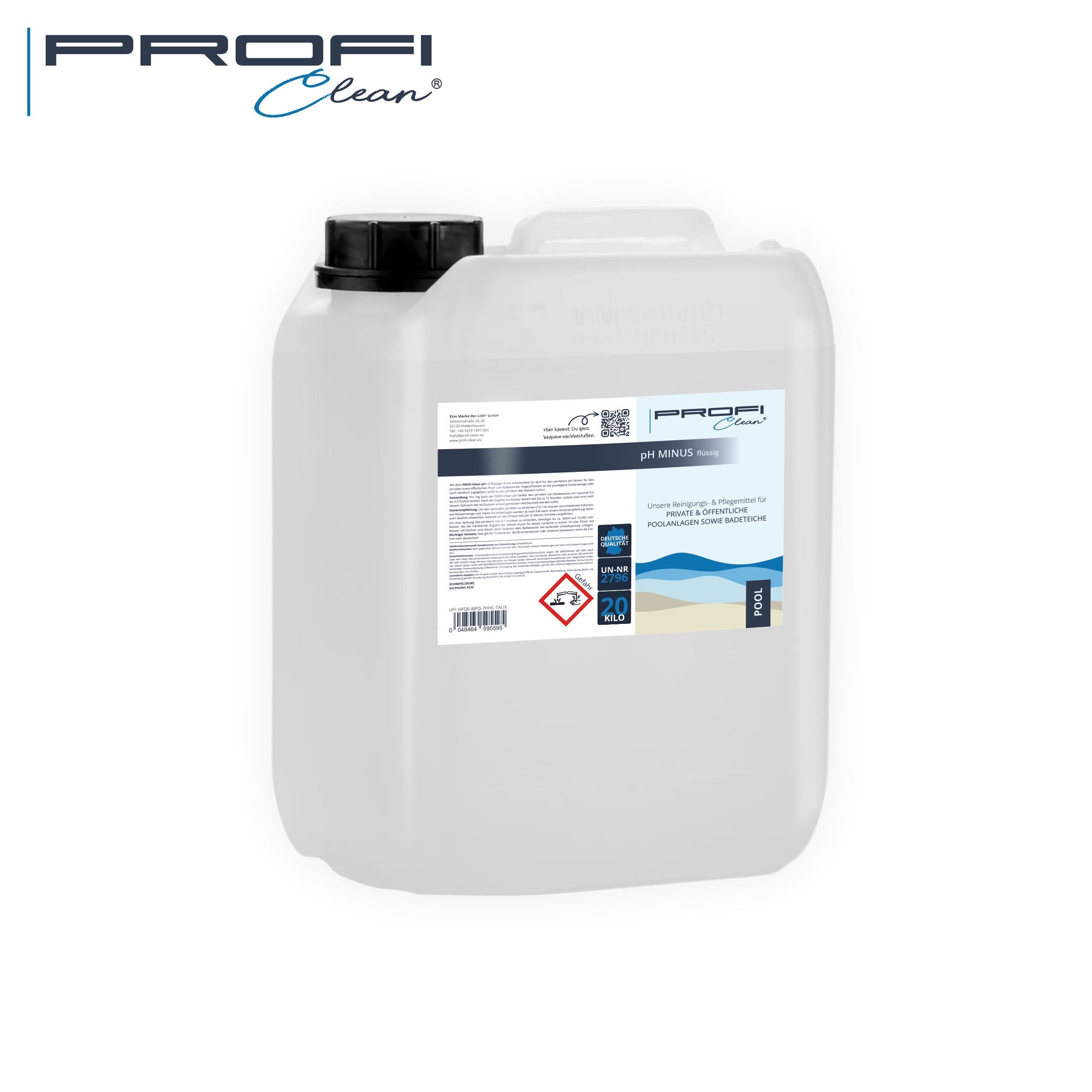 PROFI-clean® Poolpflege pH- flüssig pH Senker im 20 Kg Kanister