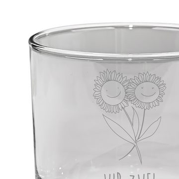 Mr. & Mrs. Panda Whiskyglas Blume Sonnenblume - Transparent - Geschenk, beste Freundin, Pflanzen, Premium Glas, Zeitloses Design
