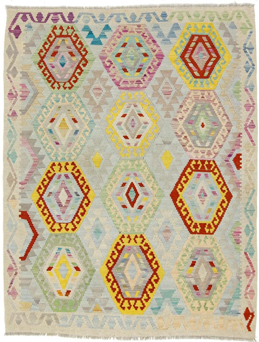 Orientteppich Kelim Afghan 133x168 Handgewebter Orientteppich, Nain Trading, rechteckig, Höhe: 3 mm