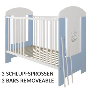 LCP Kids Kinderbett 60x120 cm Prince (1-tlg., Bett ohne Matratze, ohne Bettkasten), 3 entnehmbare Schlupfsprossen an einem Seitenteil, einfache Montage