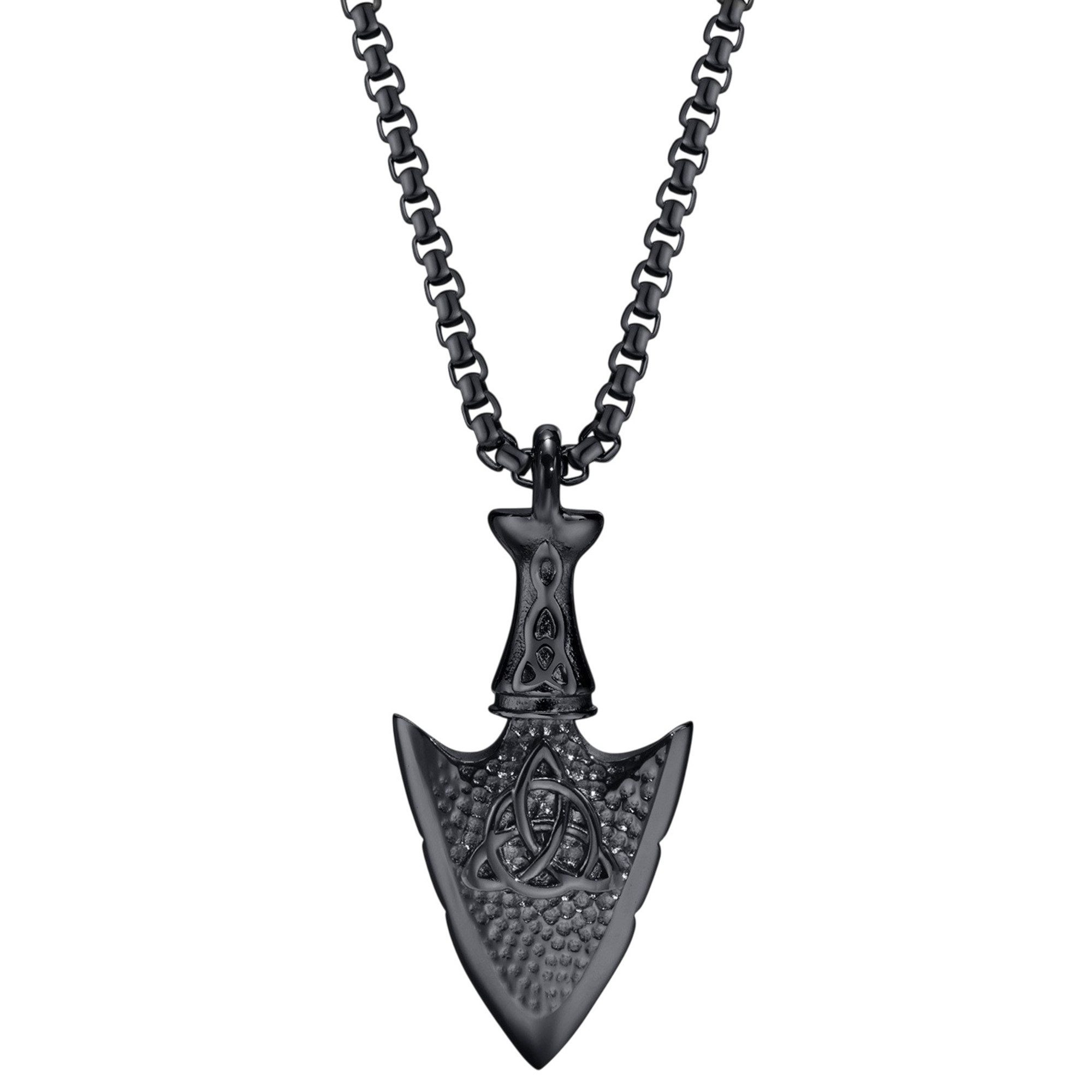Kette mit Anhänger Halskette Pfeilspitze Silber od. Schwarz Herren Edelstahl