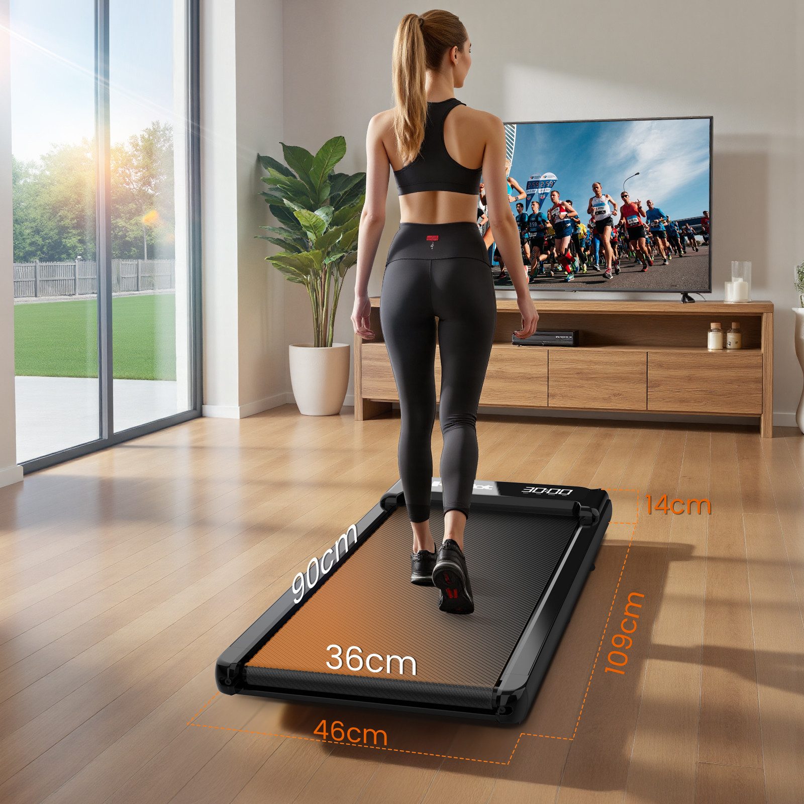 kehot Laufband Laufband mit 8% steigung,2–8 km/h, Abnehmbarem Haltegriff, LED Display (Walking Pad für Zuhause und Büro, mit leisem Motor, Bluetooth App, 4-stufige Neigungsanpassung für effektives Cardio Training), Kompaktes Fitness Laufband mit EQISport, Kinomap, Zwift kompatibel