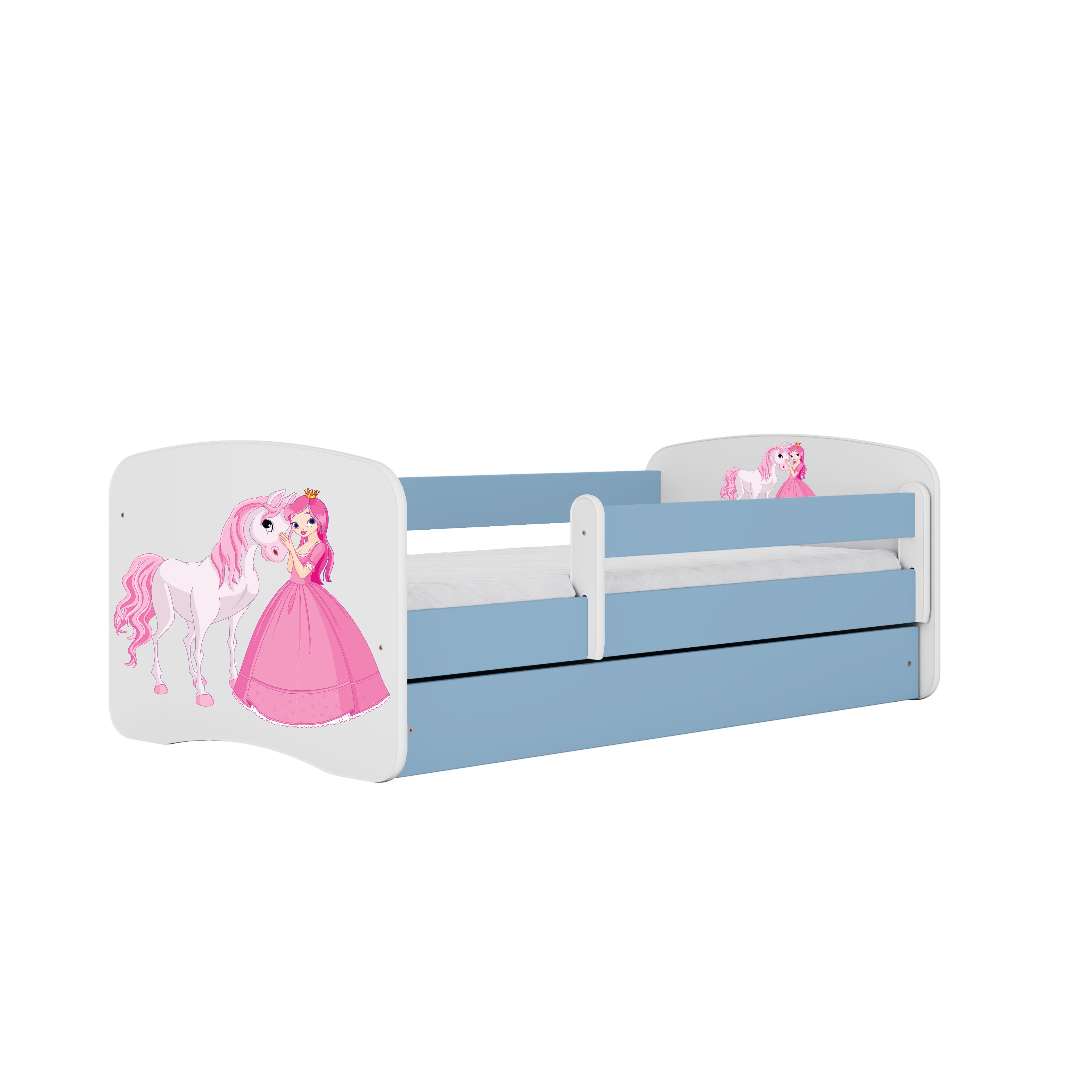 Raumhirsch Furniture Kinderbett 70x140, 80x160, 80x180 cm - Komplettset mit Schublade (Bett für Mädchen, Einzelbett Kinder 2–12, mit Rausfallschutz & Lattenrost), verschiedene Farben & Designs