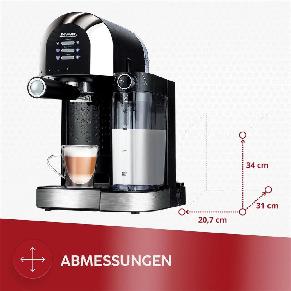 MPM Kaffeevollautomat, Automatisches Milchsystem, bis zu 6 Kaffeevariationen