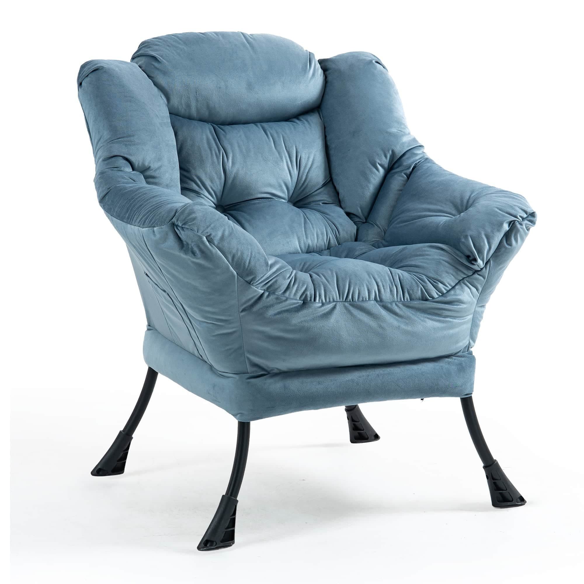 ANYSUN Loungesessel Relaxsessel aus Samt mit Nackenstütze, ergonomisch weich gepolstert (Sessel mit optionalem Fußhocker, Relaxsessel), Kompakter Relaxsessel 75 x 80 x 85 cm, wahlweise mit Fußhocker