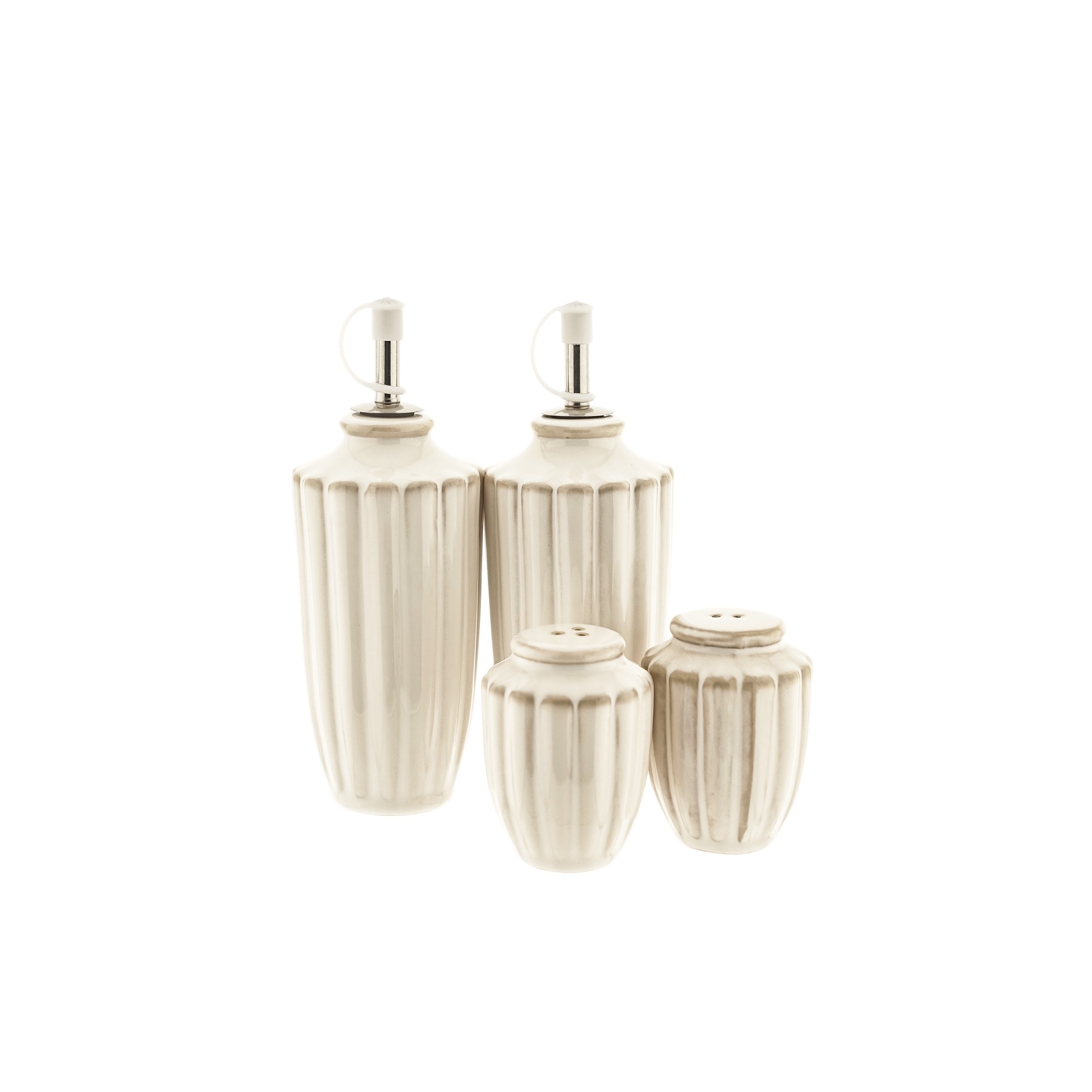 Almina Menage-Set Bloomy Essig- & Ölflaschen Set mit Salz- und Pfefferstreuern, (4-tlg)