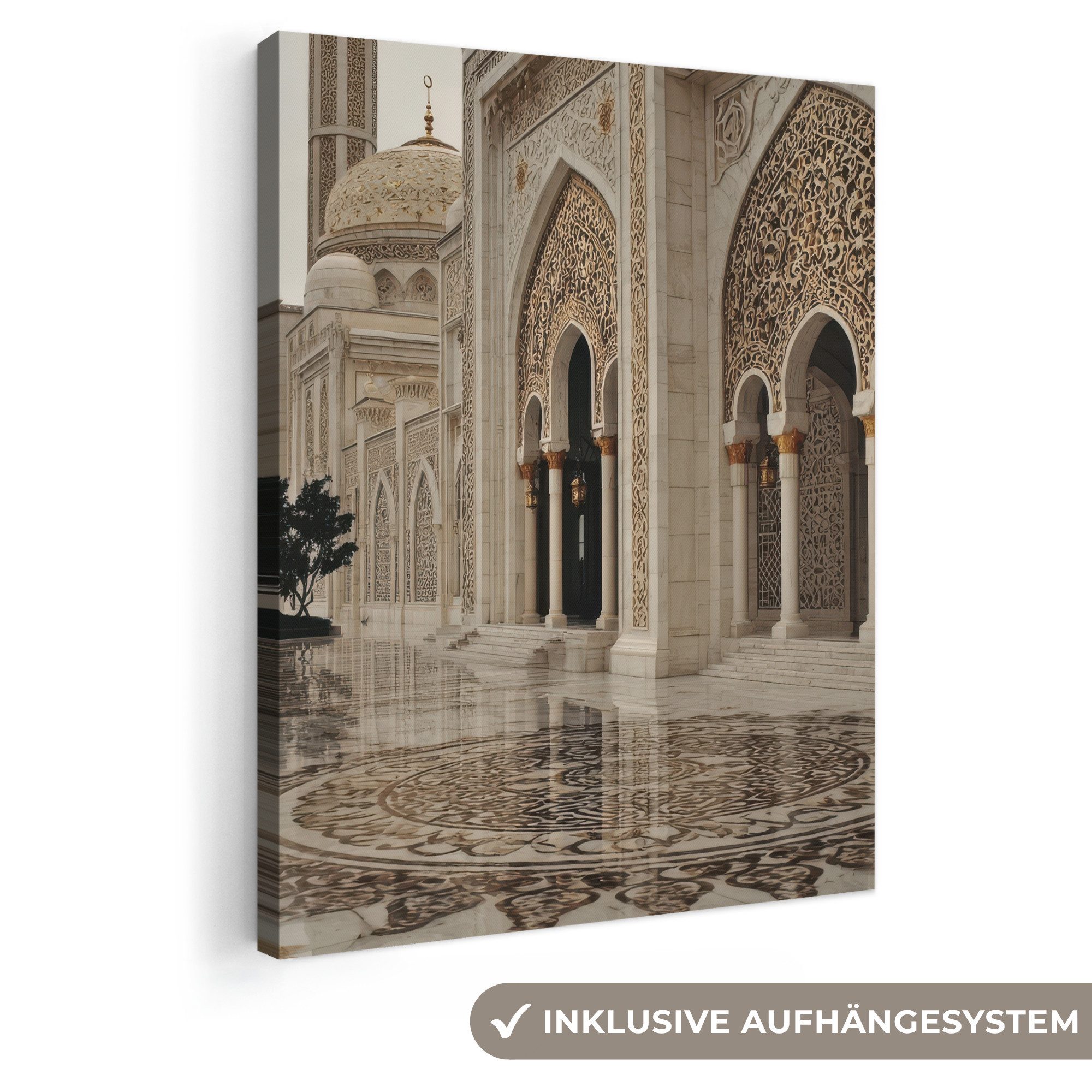 OneMillionCanvasses® Leinwandbild Details in Gold - Marmor - Islamisch, Fotodruck (1 St), Leinwand Bilder für Wohnzimmer Schlafzimmer 30x40 cm