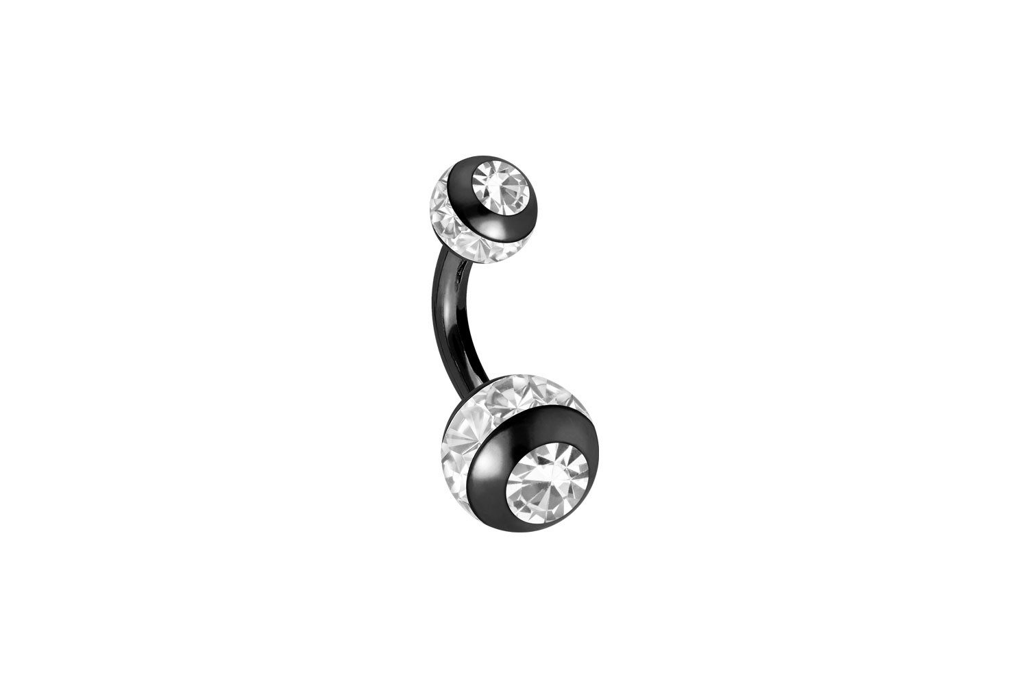 PIERCINGLINE Bauchnabelpiercing Chirurgenstahl Mini Bananabell EPOXY-RING-KUGELN + KRISTALLE (Bananabells, 1-tlg)