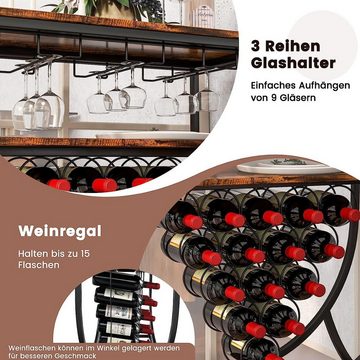 KOMFOTTEU Weinregal Flaschenregal, für 15 Flaschen, 83 x 40 x 83 cm