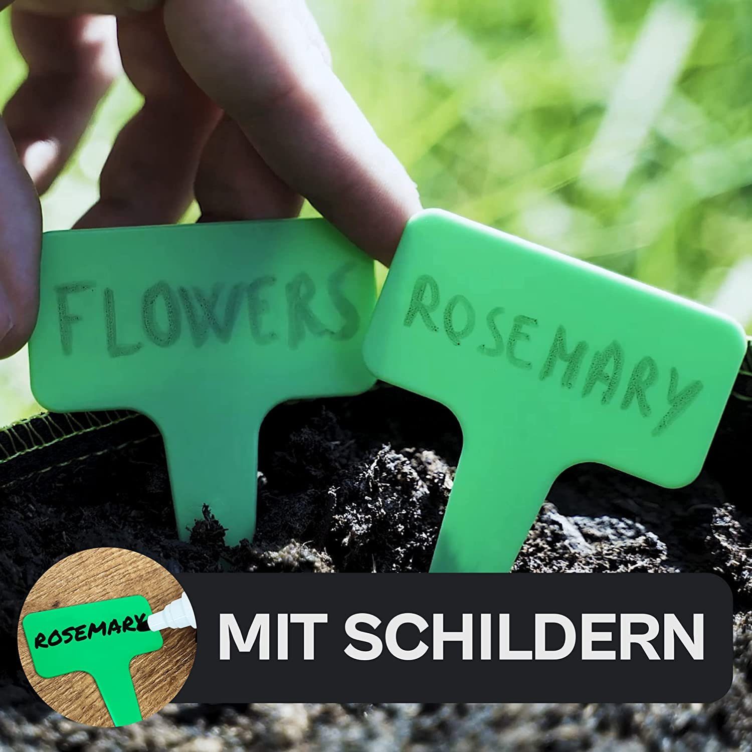 Praknu Pflanzkübel Hochbeet Pflanzsack 70L - 3-STK Vliesstoff - 3 Schilder - Beschriften (3er Set, 3 St), mit Griff - Für Gemüse, Pflanzen & Blumen - Stofftöpfe - Grow Töpfe