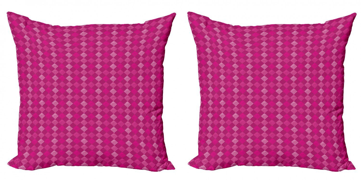 Kissenbezüge Modern Accent Doppelseitiger Digitaldruck, Abakuhaus (2 Stück), Geometrisch Pinkish Diagonal Squares