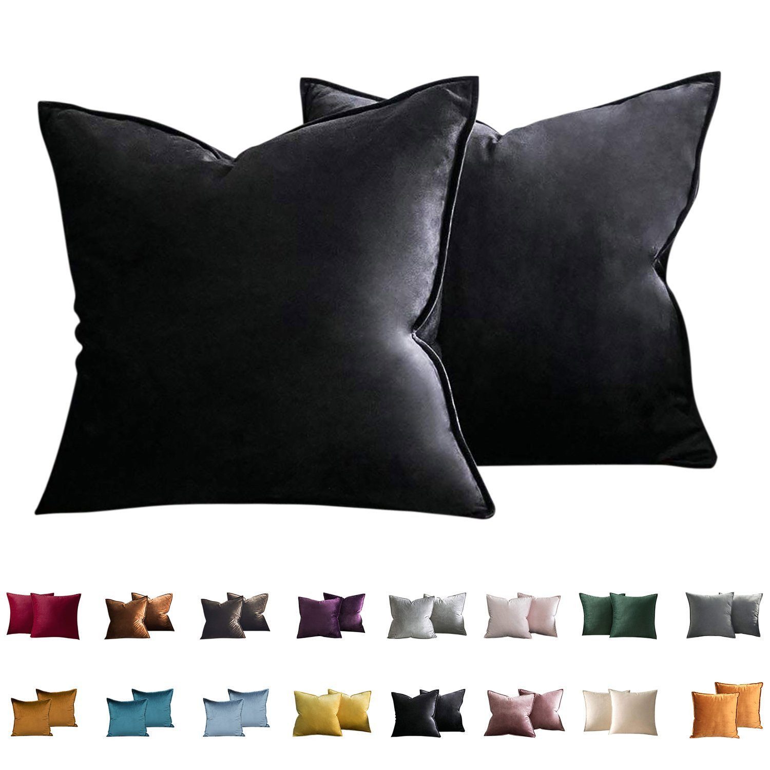 BYSURE Подушкиbezüge, (2 Stück), Unifarbe weiche Samt 45x45cm