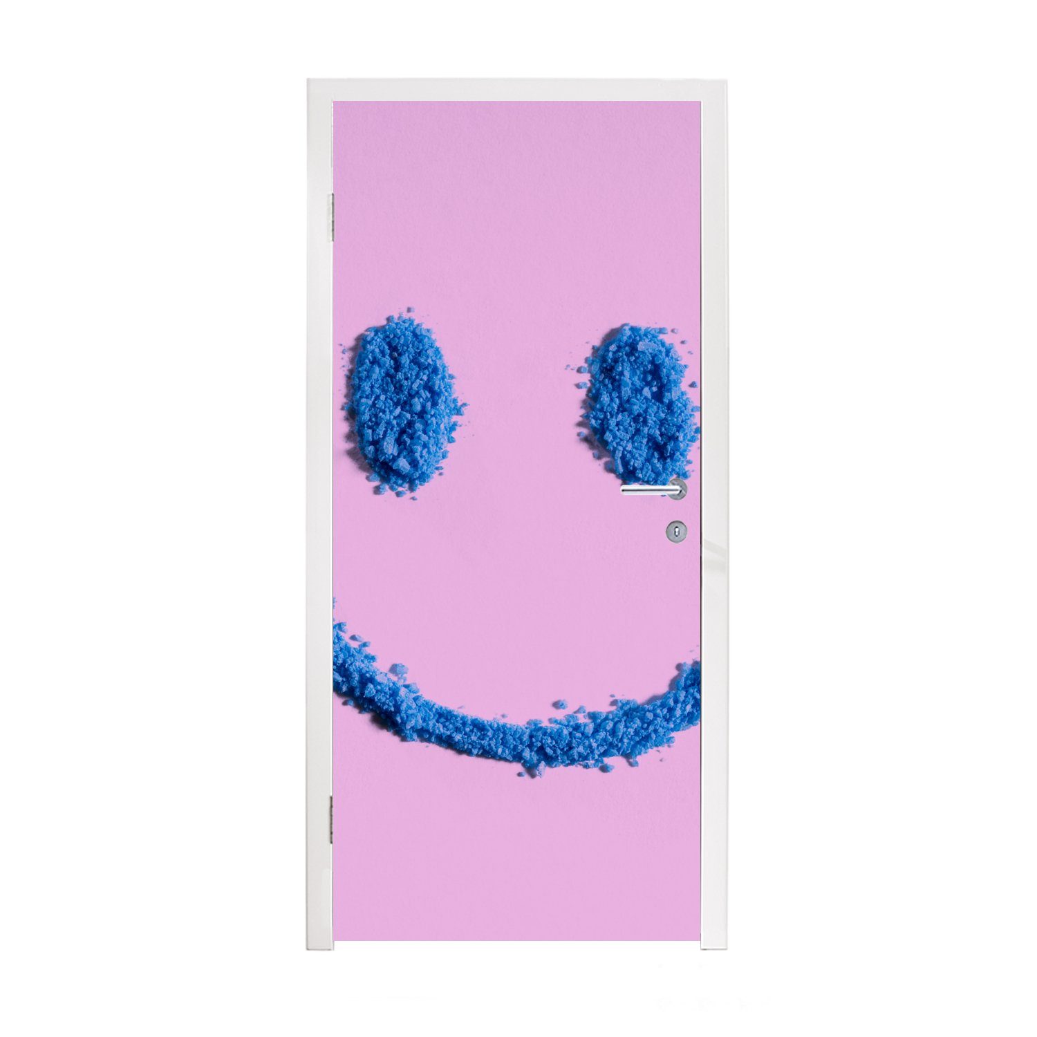 MuchoWow Türtapete Lächelndes Smiley-Gesicht aus Pulver, Matt, bedruckt, (1 St), Fototapete für Tür, Türaufkleber, 75x205 cm