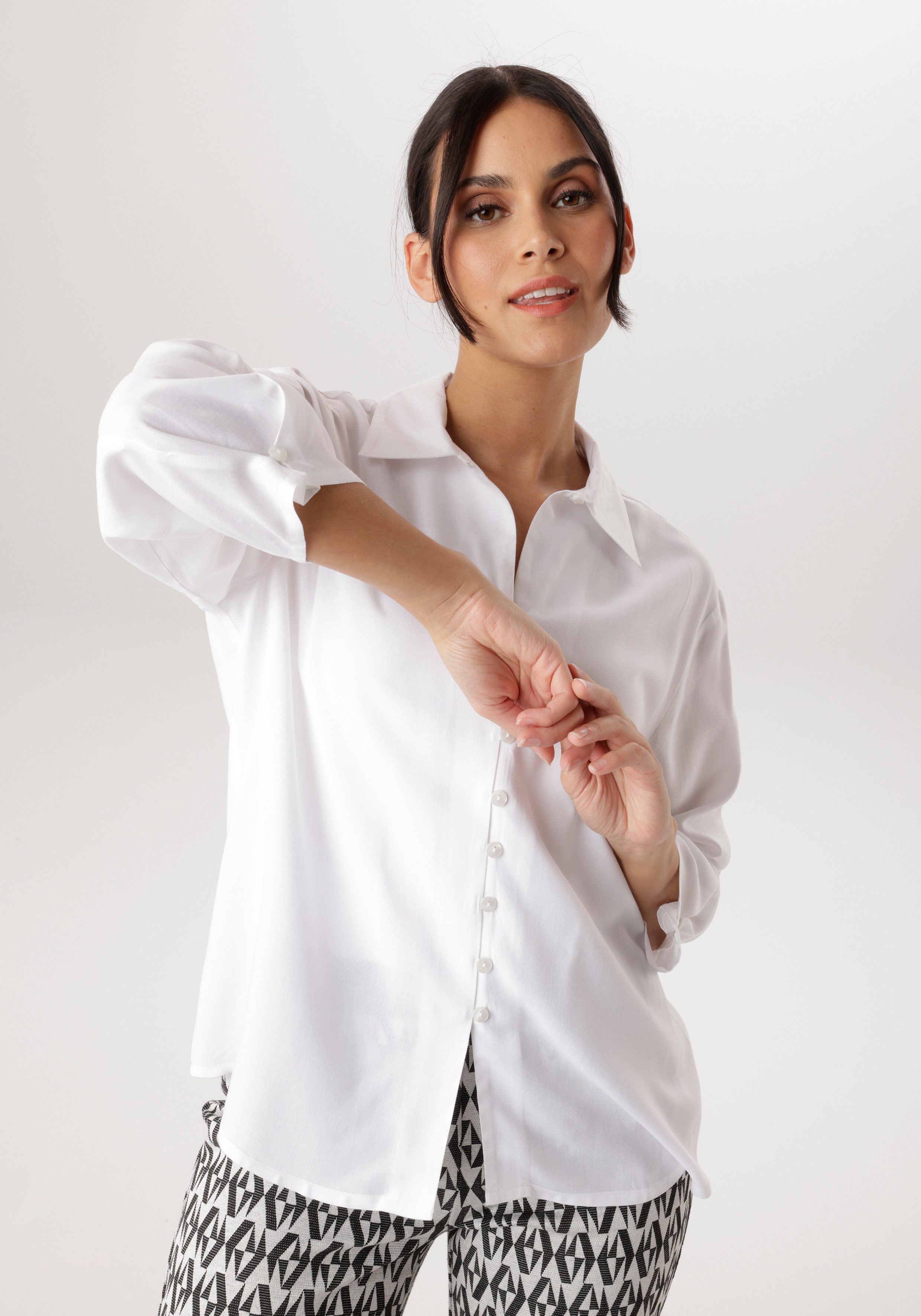 Aniston SELECTED Hemdbluse mit Hemdkragen und 3/4-langen Ärmeln - NEUE KOLL günstig online kaufen