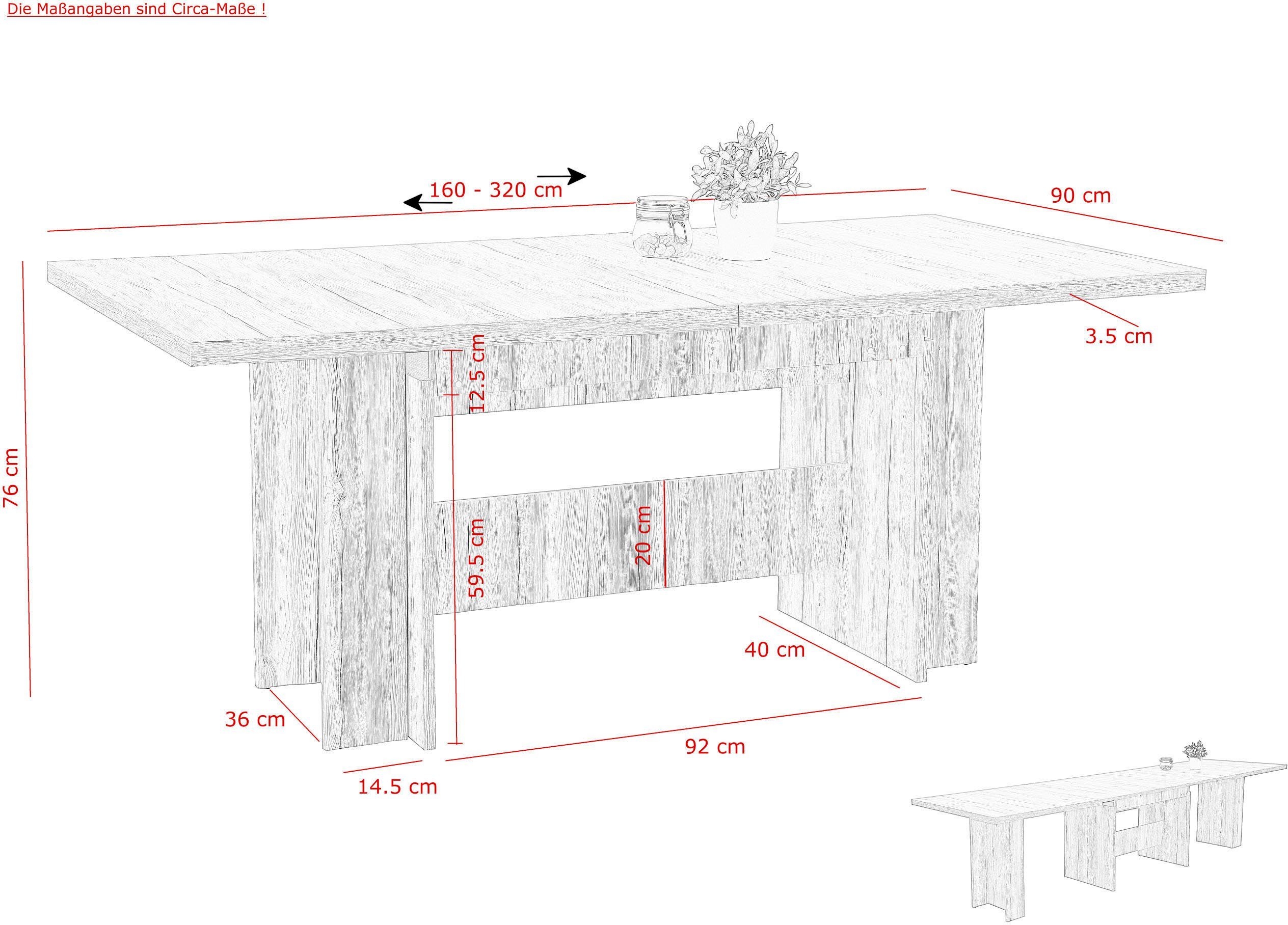 HELA LIA II extendable dining table, extendable up to 320 cm