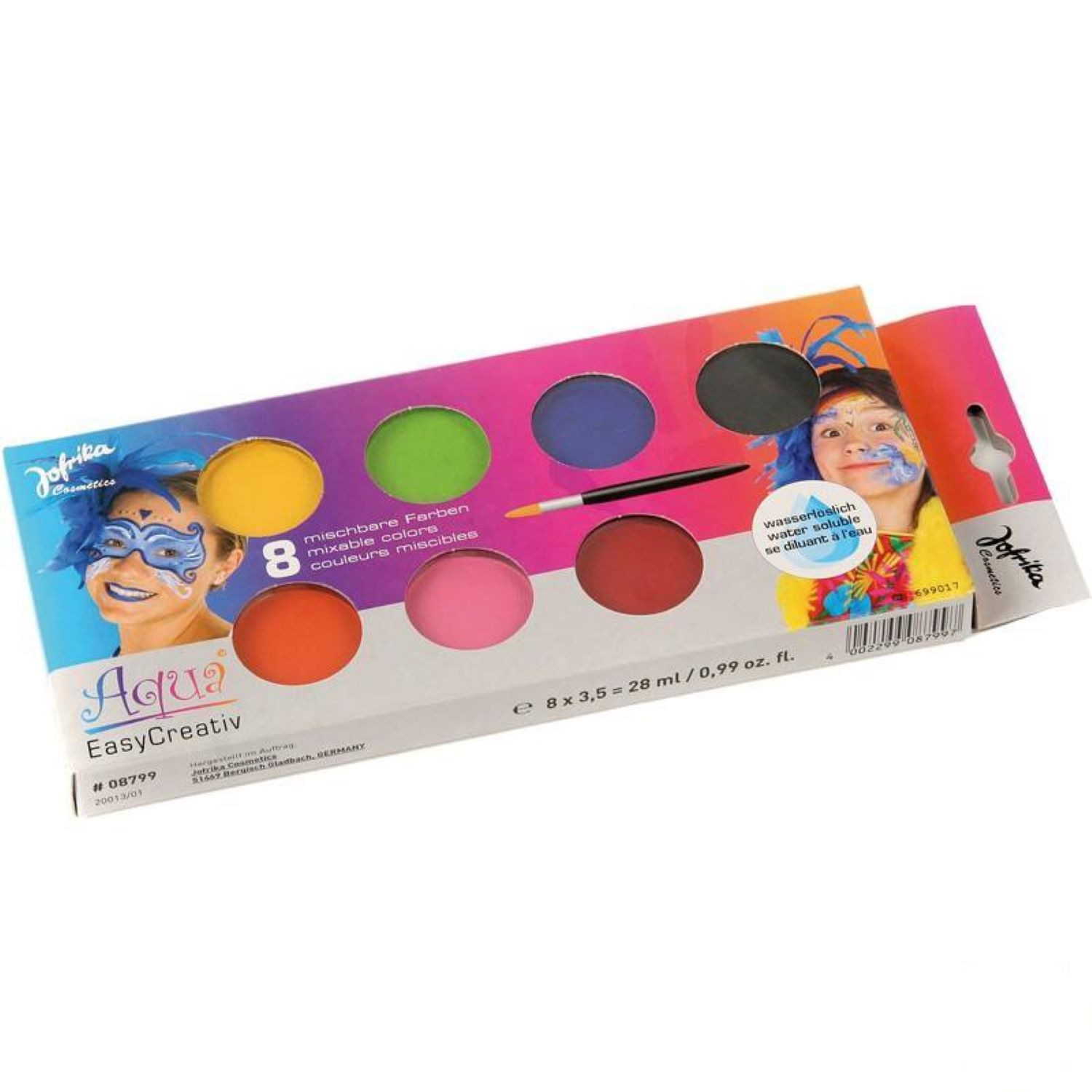 jofrika Theaterschminke Jofrika Aqua Creative Schminkpalette, 8 Farben