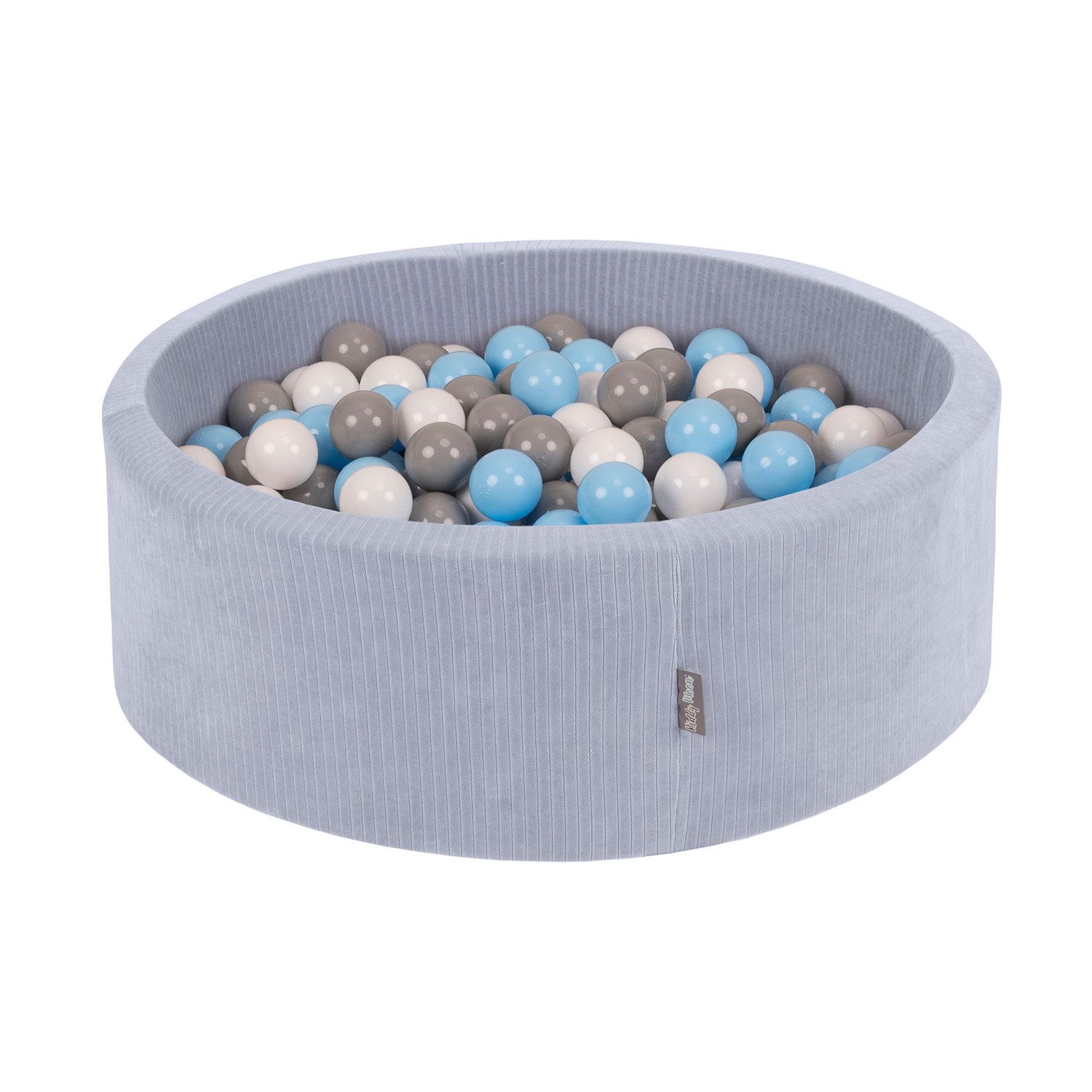 KiddyMoon Bällebad OK30VS, (Bällepool mit bunten Bällen, 100-tlg., abnehmbarer Bezug mit Reißverschluss), Schaumstoff-Bällebad mit Rippenstrickstoff in vielen Farben