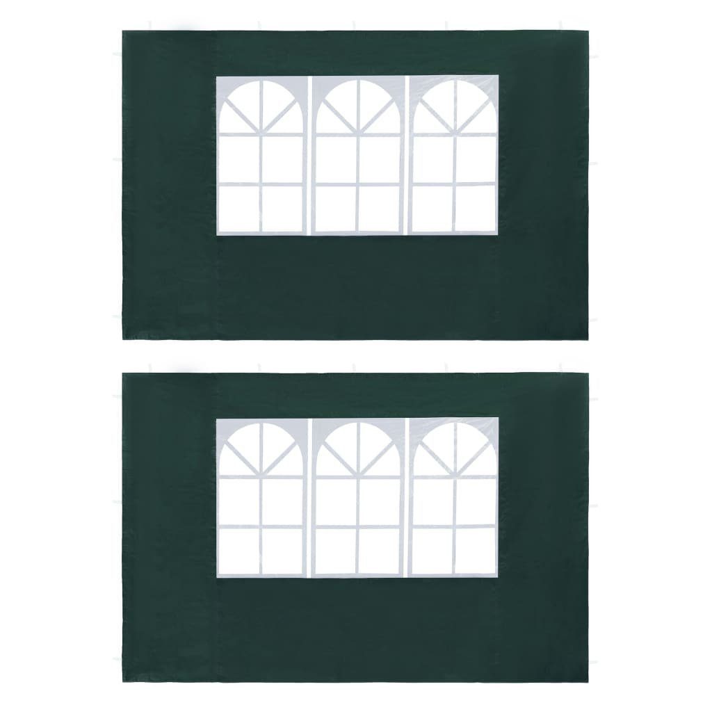 vidaXL Partyzelt Partyzelt-Seitenwände 2 Stück mit Fenster PE Grün, 2x Seitenteil mit Fenster PE Grün Seitenwand für Partyzelt Pavillon