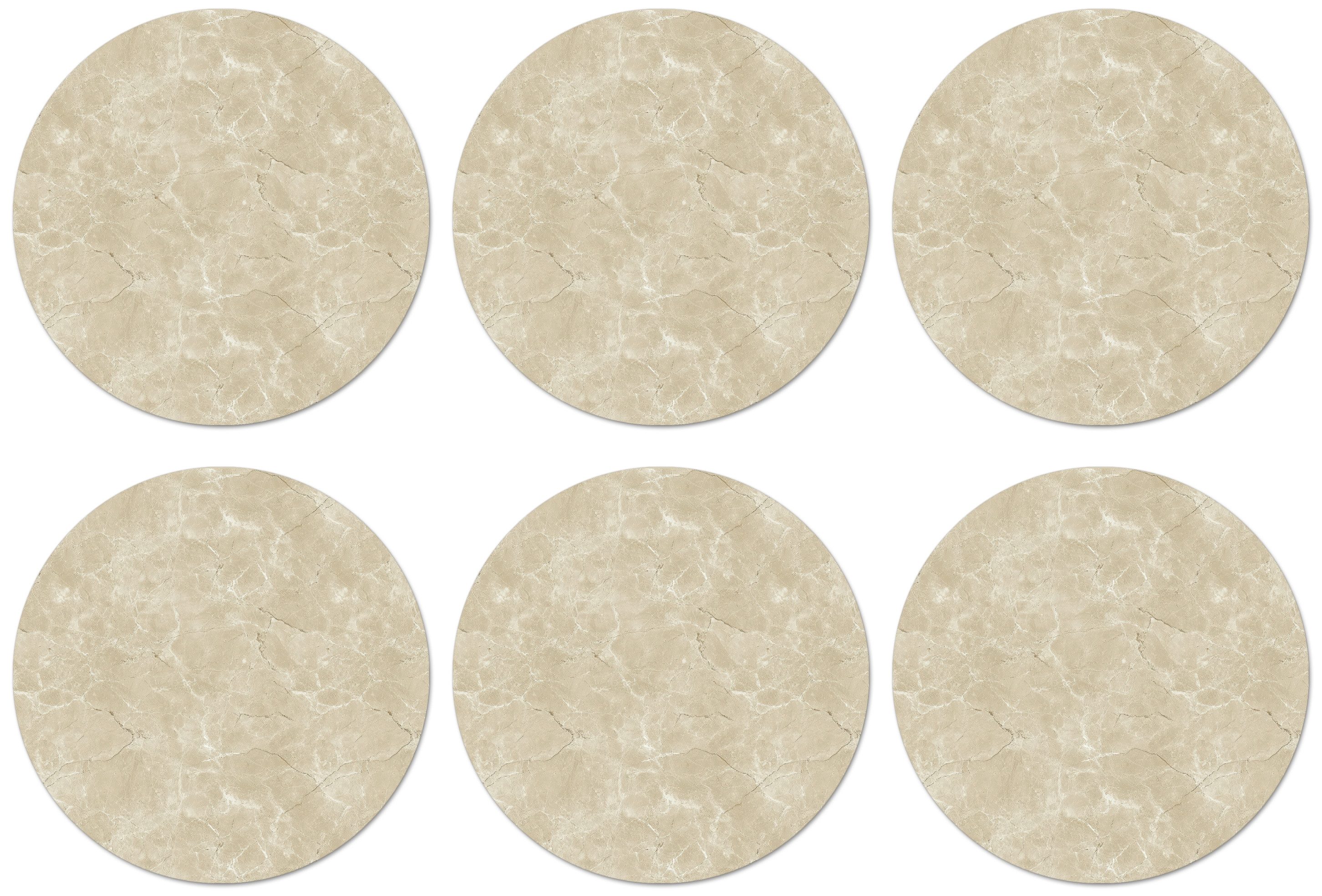 MuchoWow Glasuntersetzer Hellbeige - Marmor - Diffusionsäderung, Zubehör für Gläser, 6-tlg., Getränkeuntersetzer, Rund, Tassenuntersetzer Kork, 10x10 cm