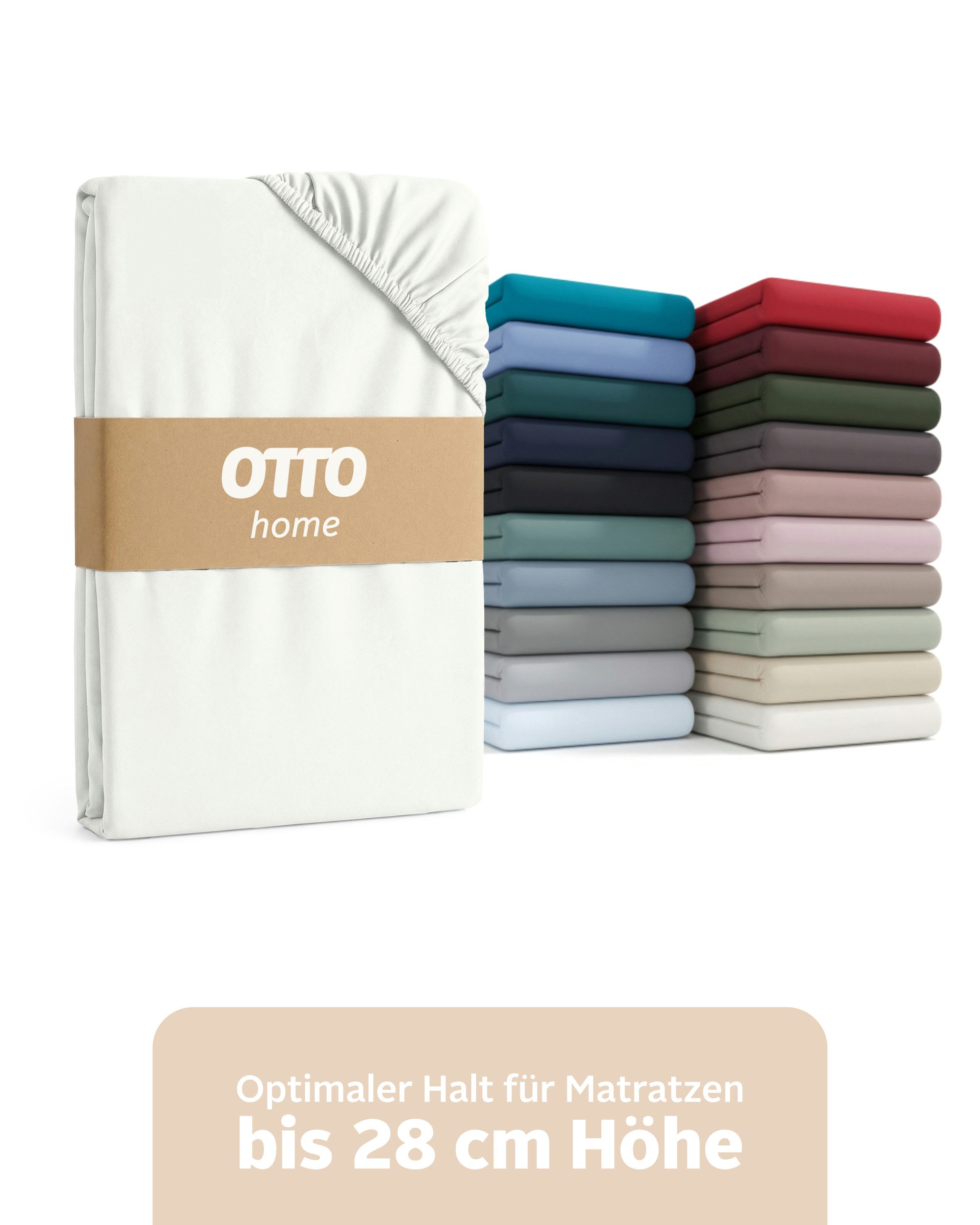 OTTO home Spannbettlaken BLACKBERRY in PREMIUM und BASIC Qualität, 100% Baumwolle, Jersey (160 g/m), Gummizug: rundum, (2 Stück), für hohe Matratzen bis 28 cm, Bettlaken, Spannbetttuch, Boxspring